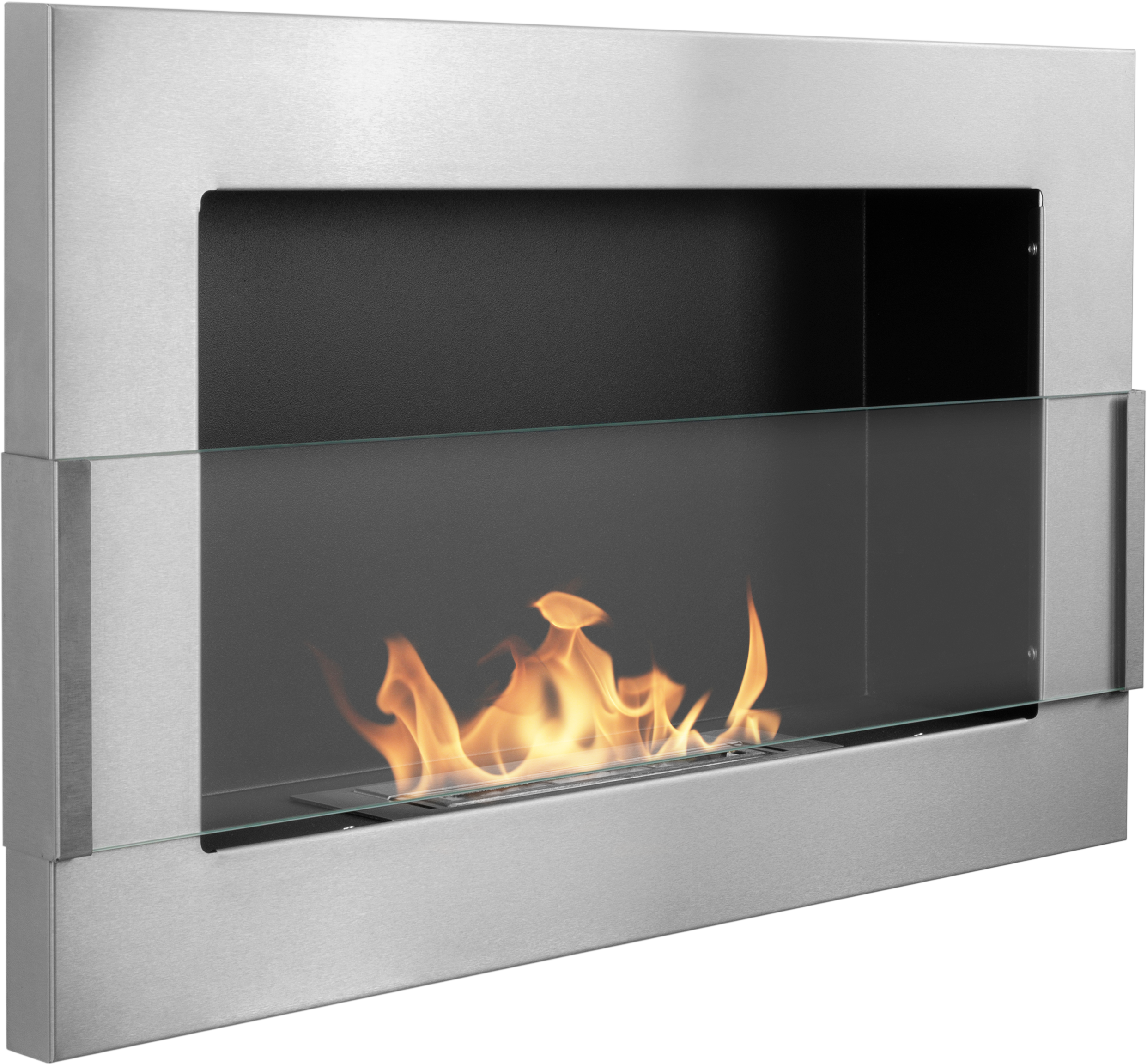 Biofireplace Wall-mounted with glass 650x400 inox