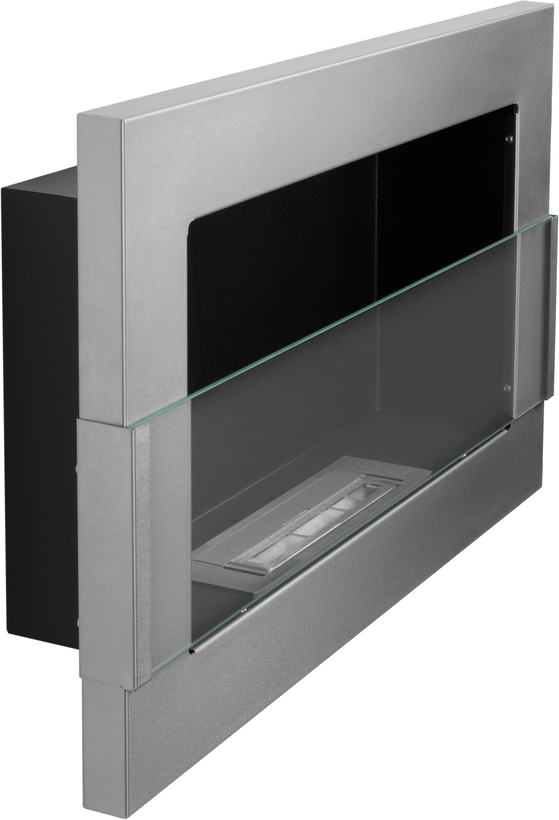 Biofireplace Wall-mounted with glass 650x400 inox