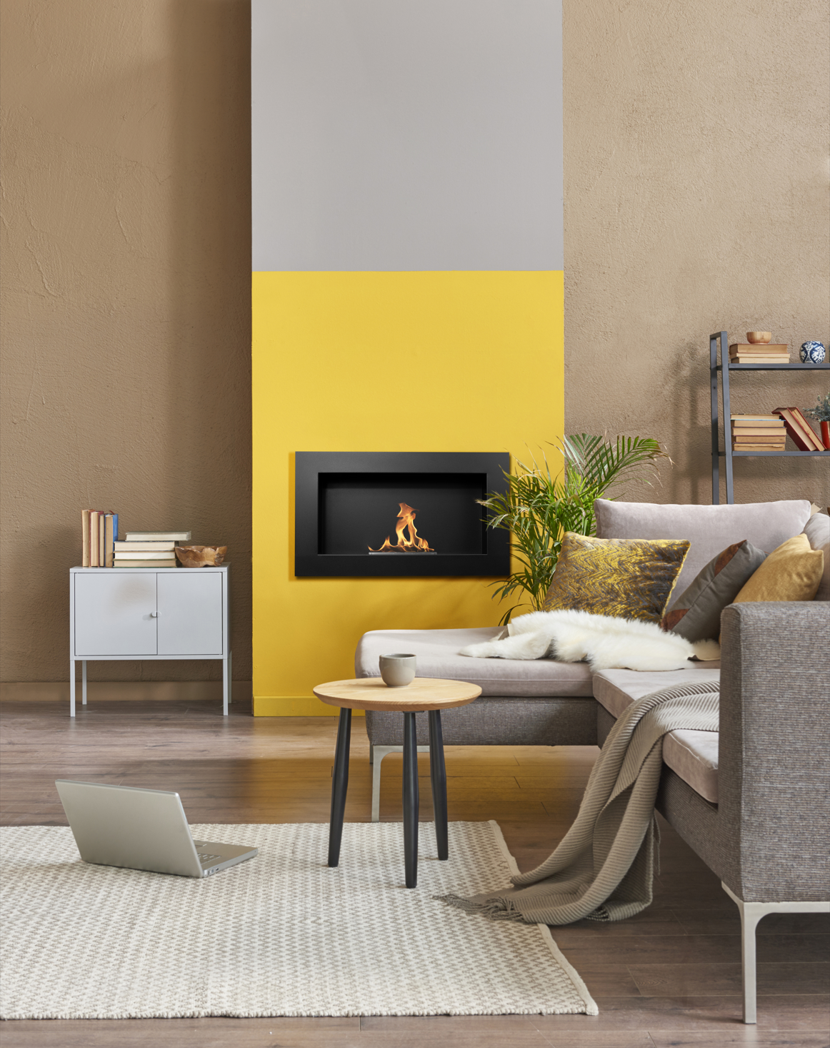 Biofireplace Wall-mounted 650x400 black structural matte