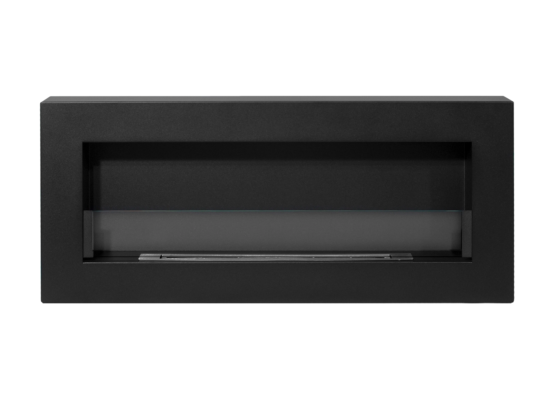 Biofireplace Wall-mounted with glass 900x400 Box black structural matte