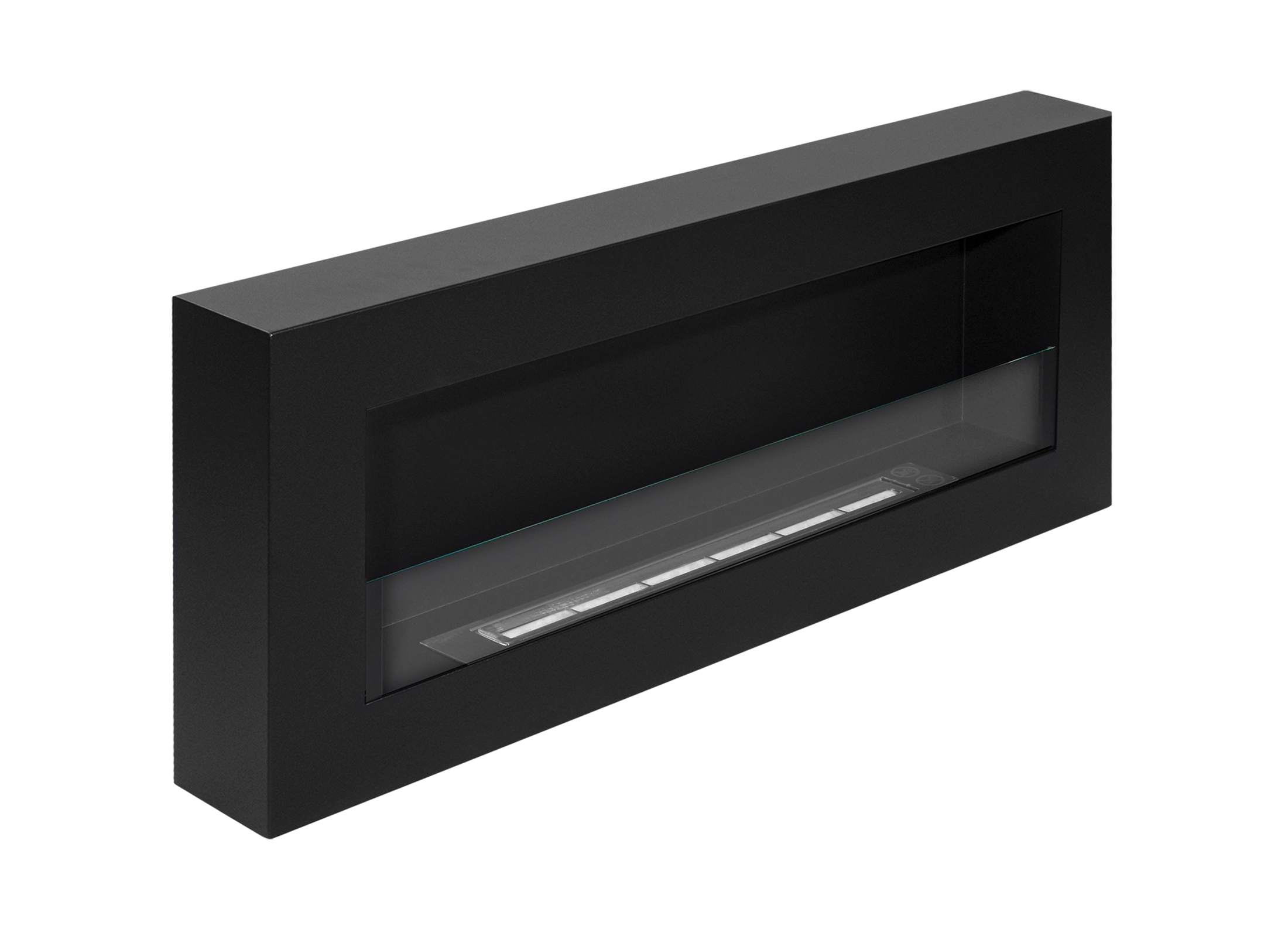 Biofireplace Wall-mounted with glass 900x400 Box black structural matte
