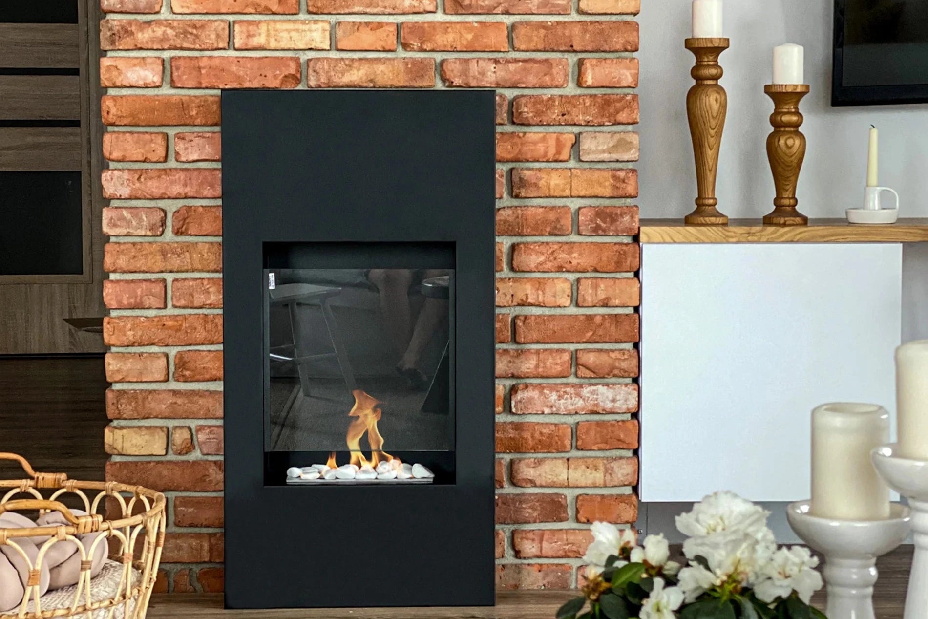 Biofireplace portal Modern black structural matte