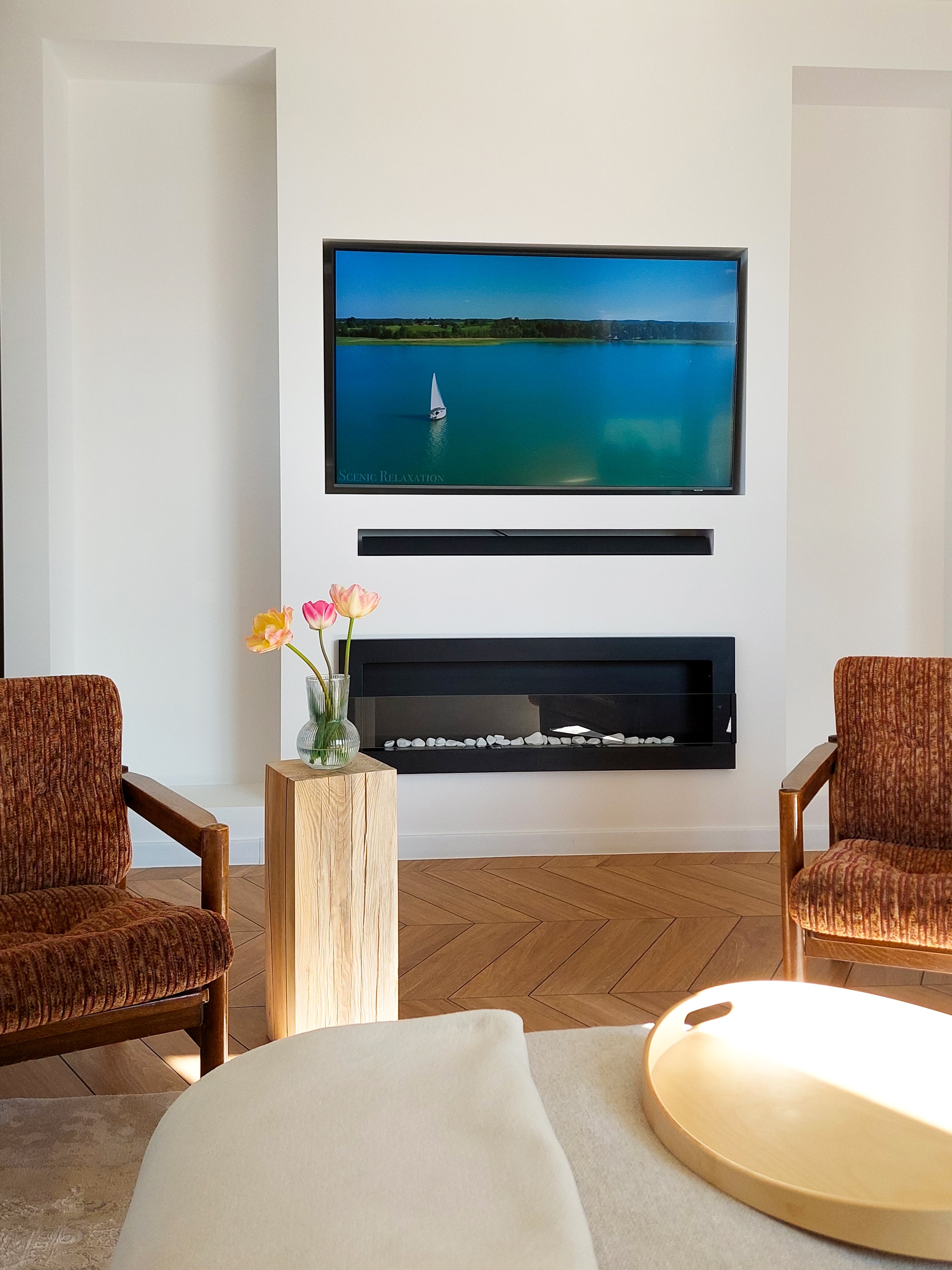 Biofireplace Wall-mounted with glass 1200x400 black structural matte