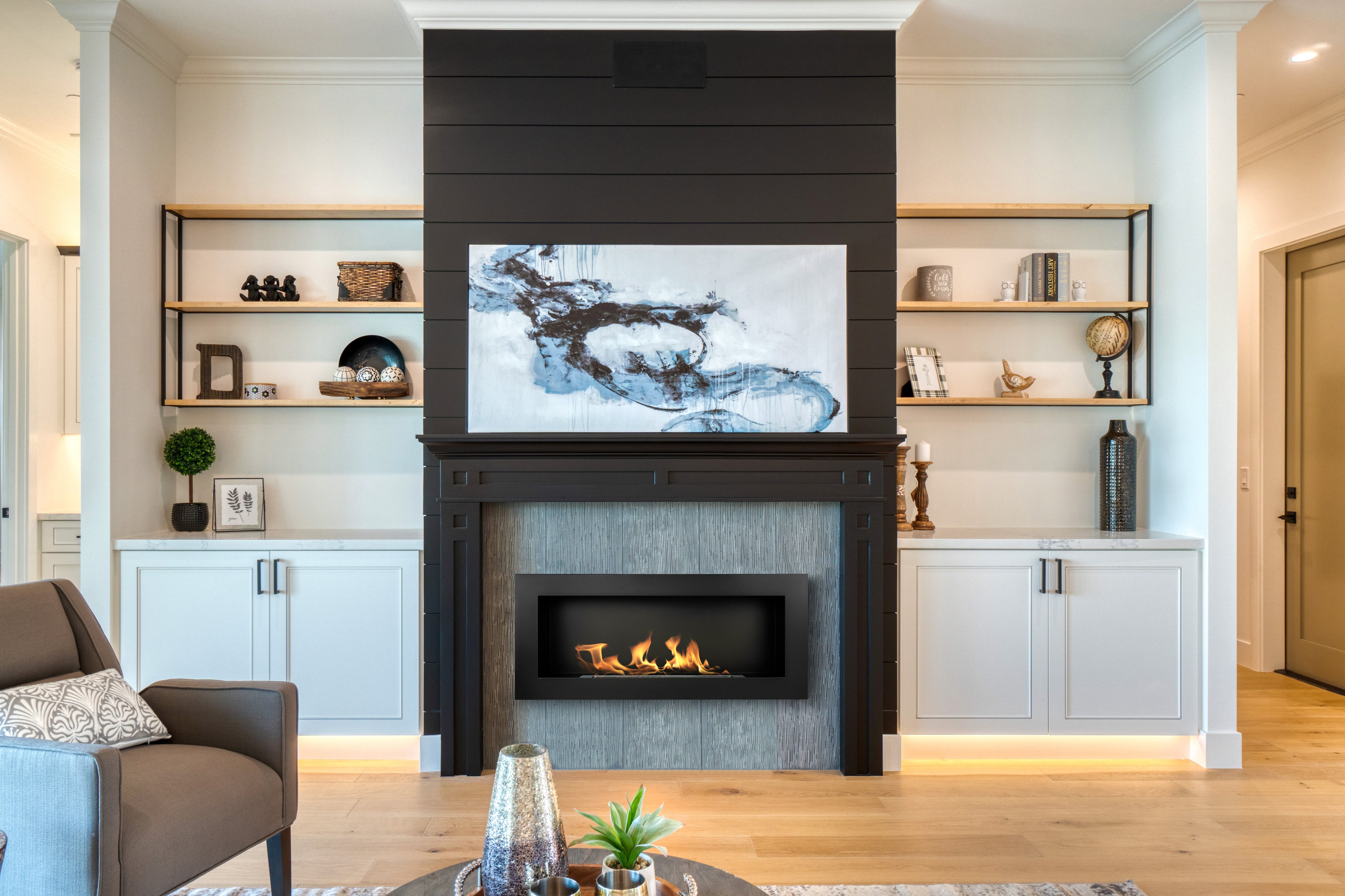 Biofireplace Wall-mounted 900x400 black structural matte