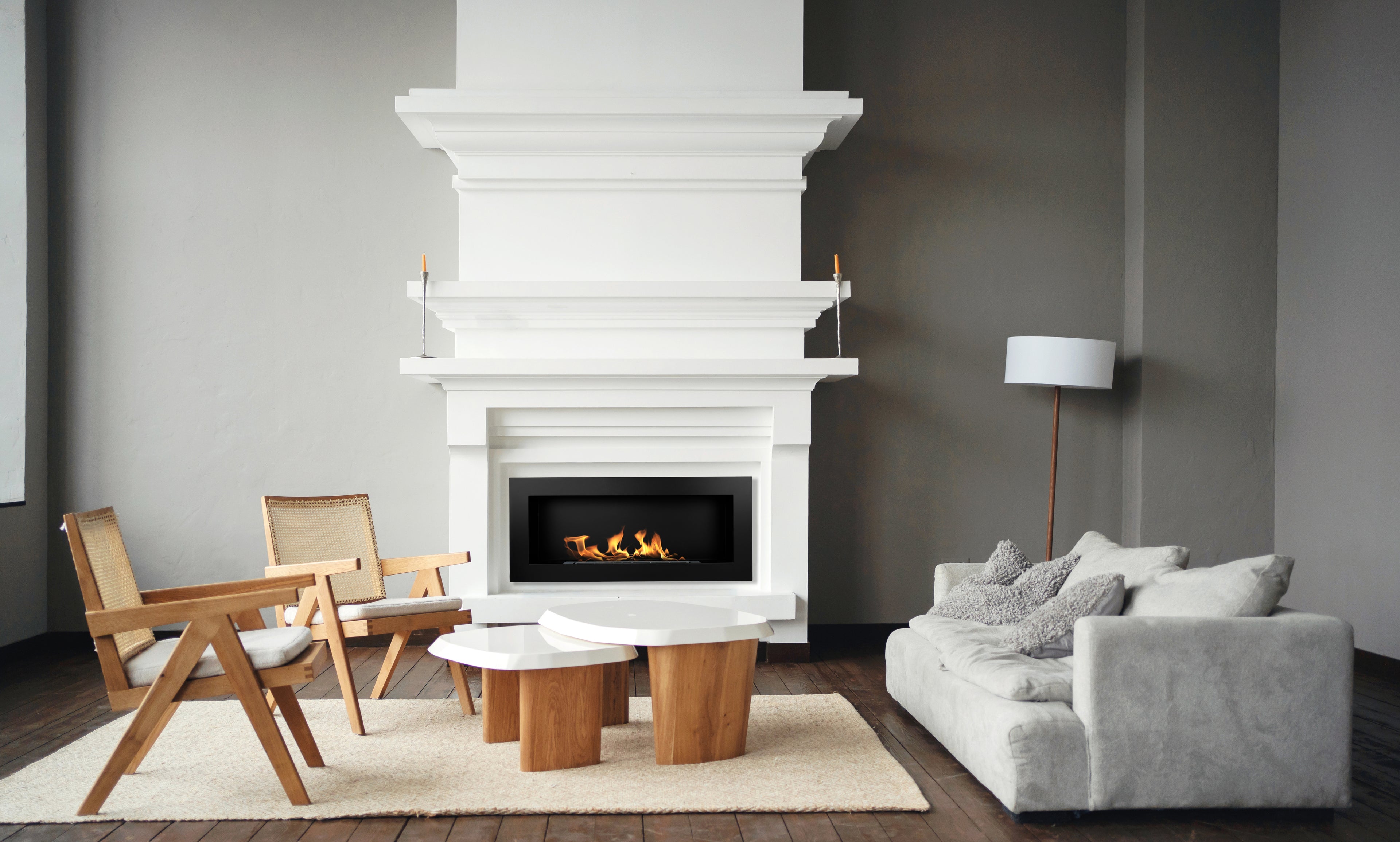 Biofireplace Wall-mounted 900x400 black structural matte