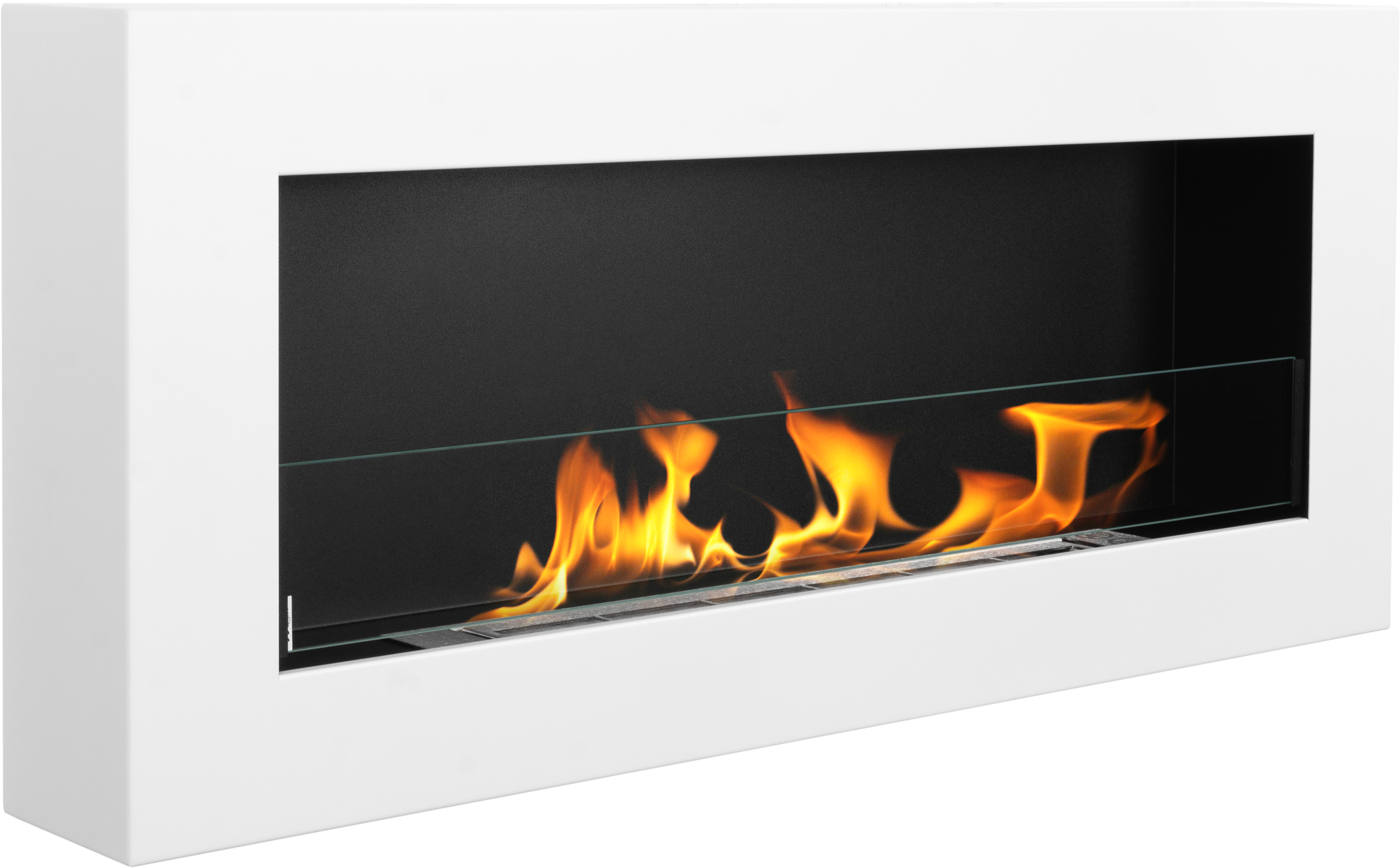 Biofireplace Wall-mounted with glass 900x400 Box white structural matte