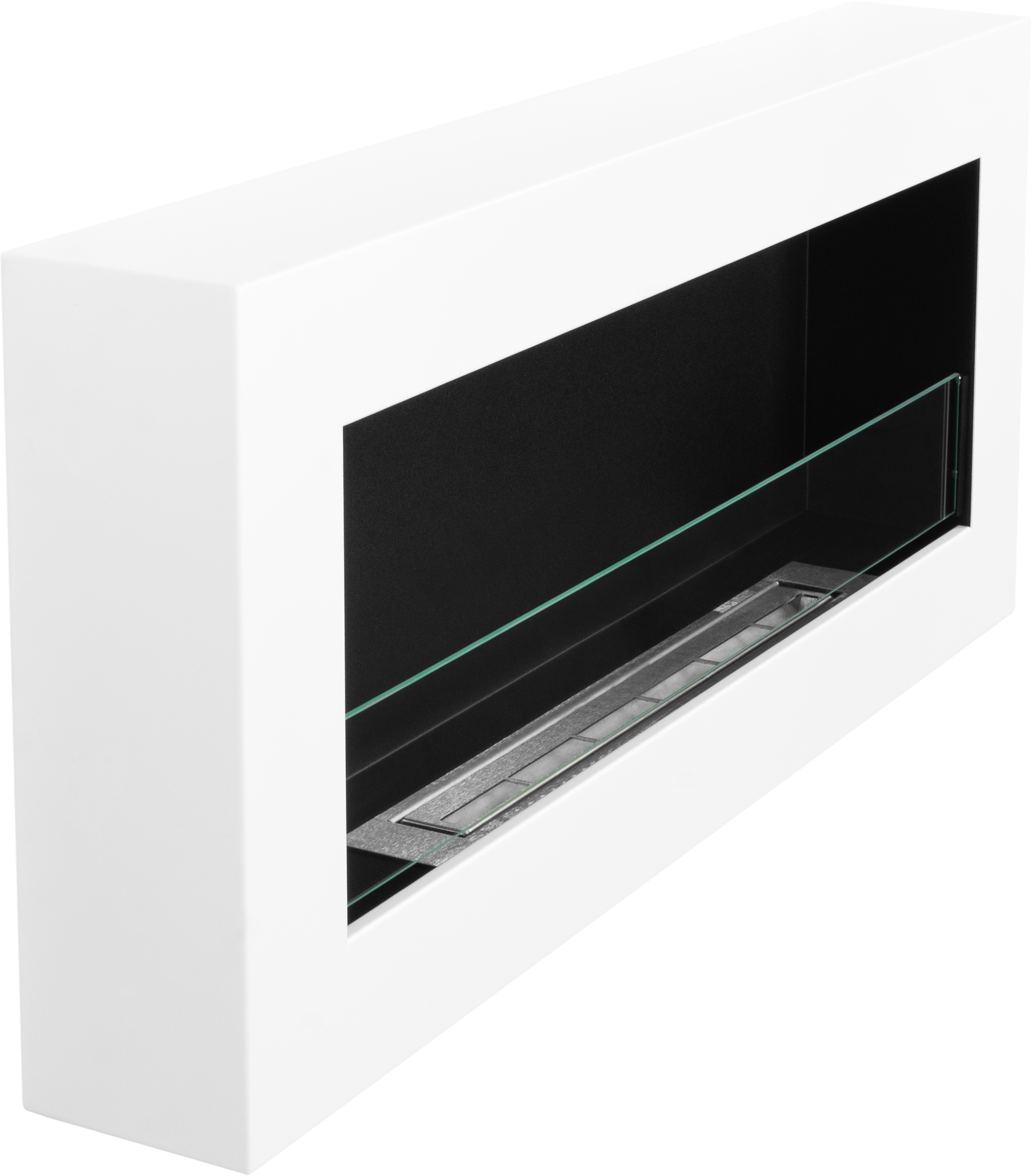Biofireplace Wall-mounted with glass 900x400 Box white structural matte