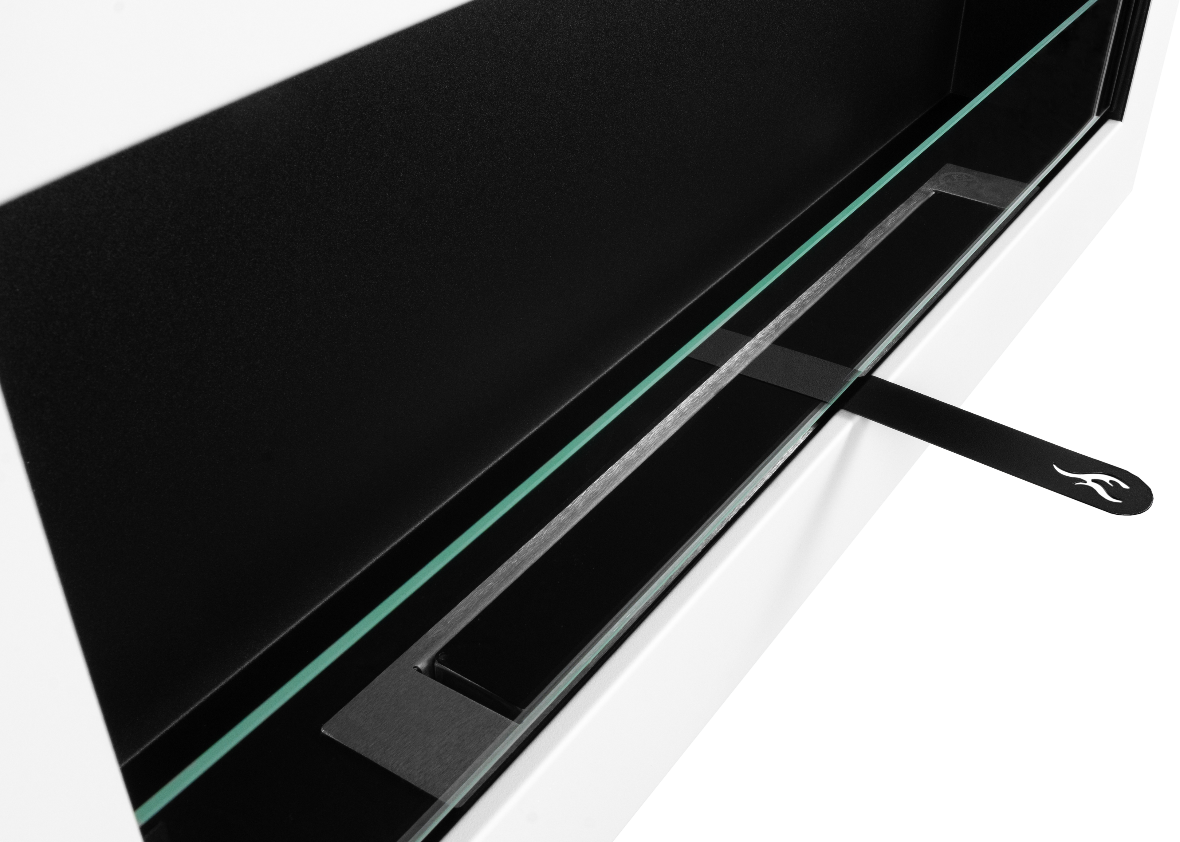 Biofireplace Wall-mounted with glass 900x400 Box white structural matte