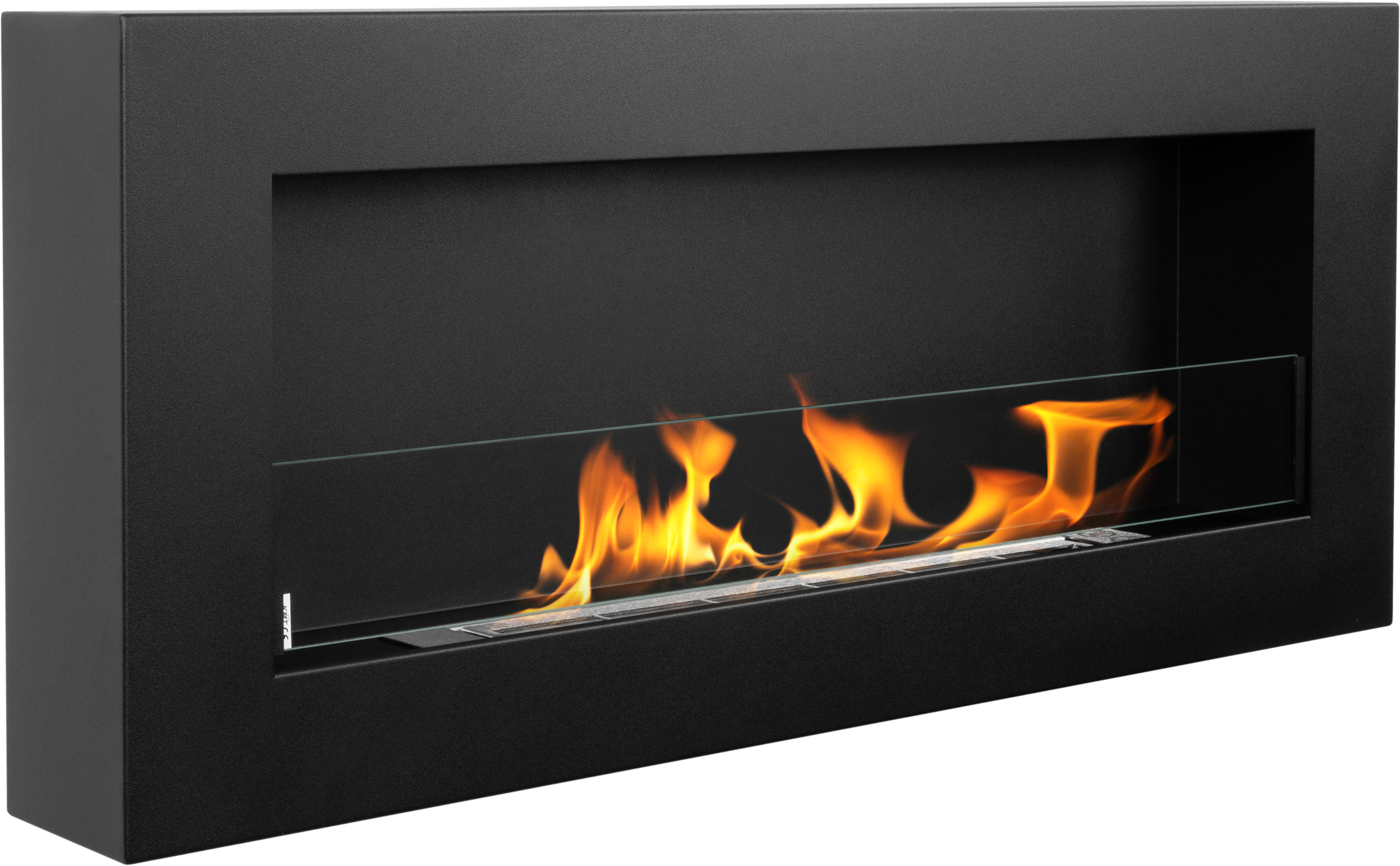 Biofireplace Wall-mounted with glass 900x400 Box black structural matte