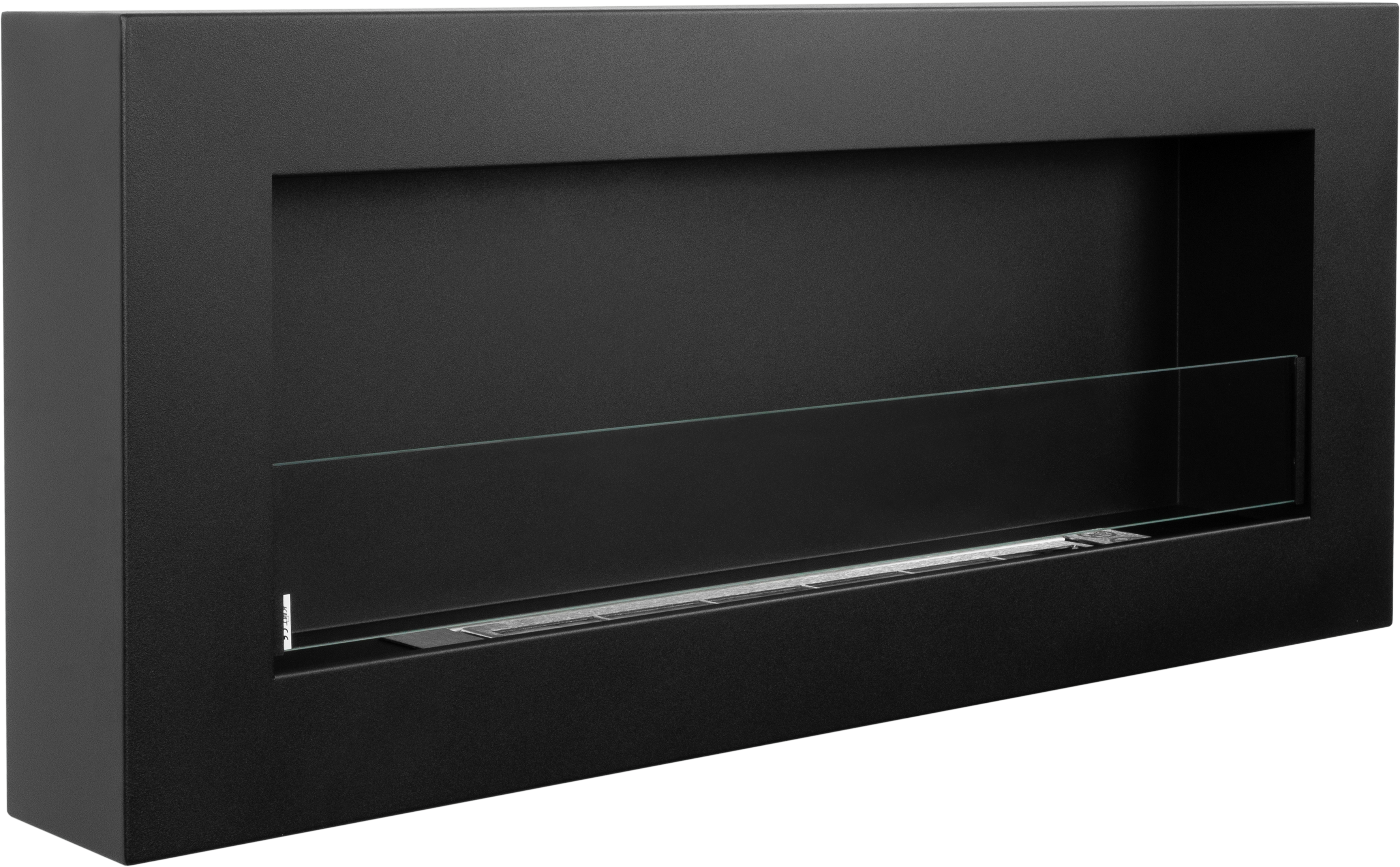 Biofireplace Wall-mounted with glass 900x400 Box black structural matte