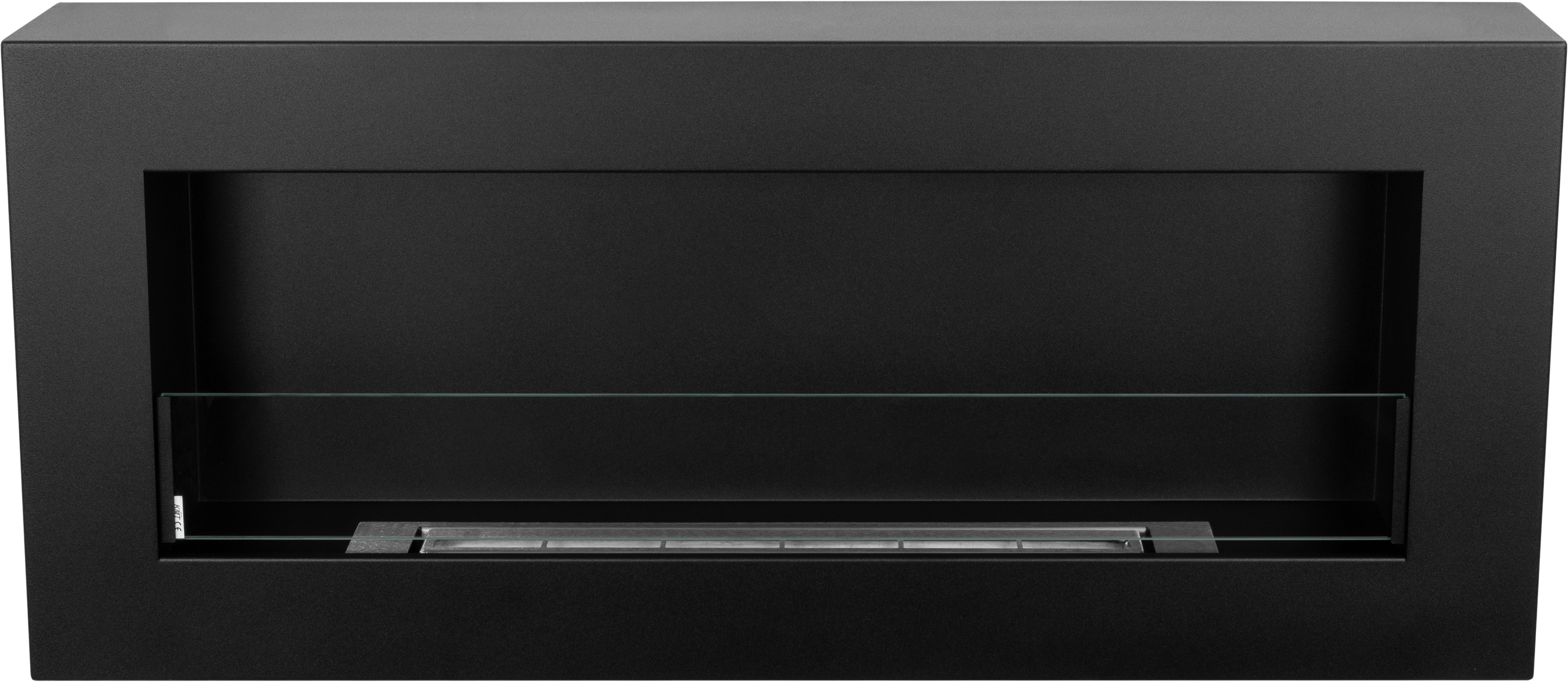 Biofireplace Wall-mounted with glass 900x400 Box black structural matte