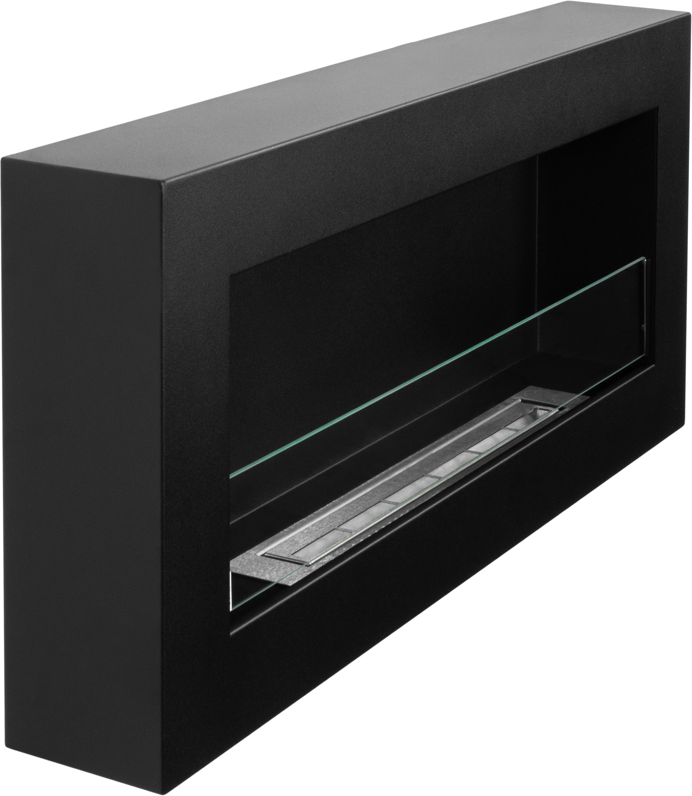 Biofireplace Wall-mounted with glass 900x400 Box black structural matte