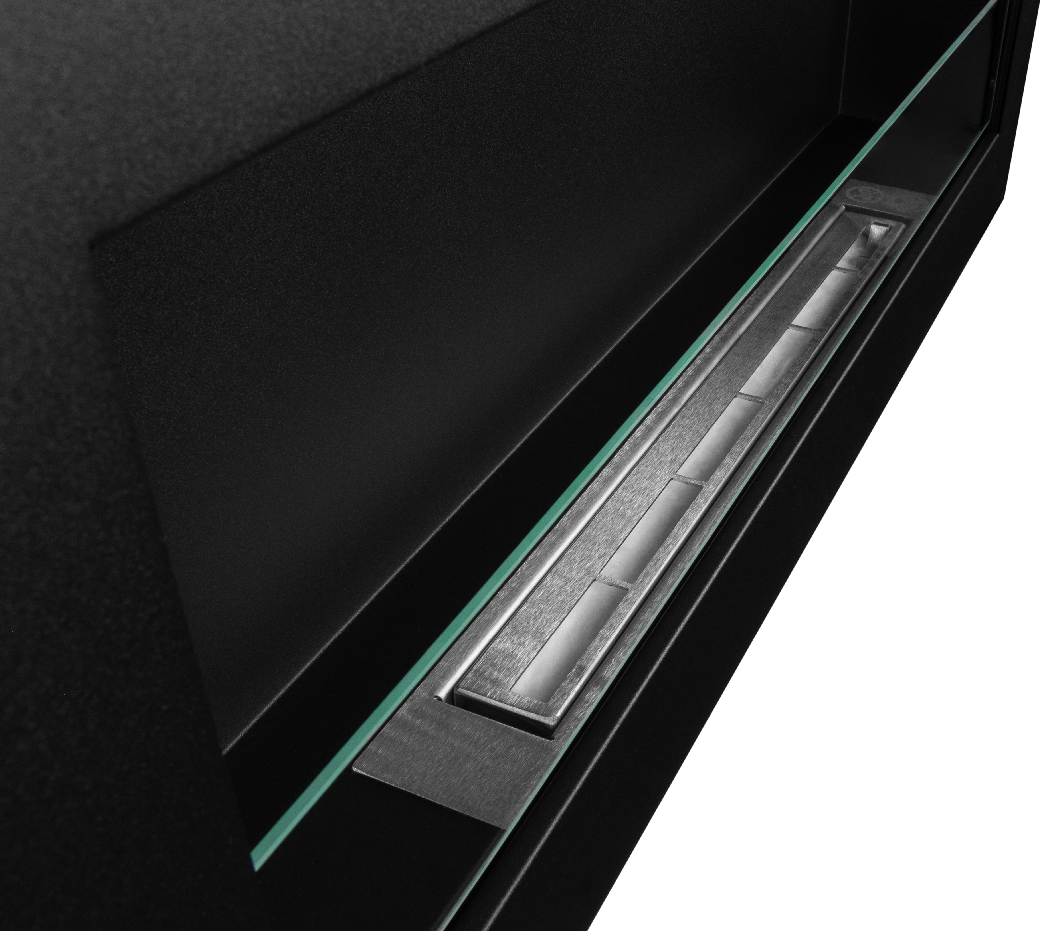 Biofireplace Wall-mounted with glass 900x400 Box black structural matte