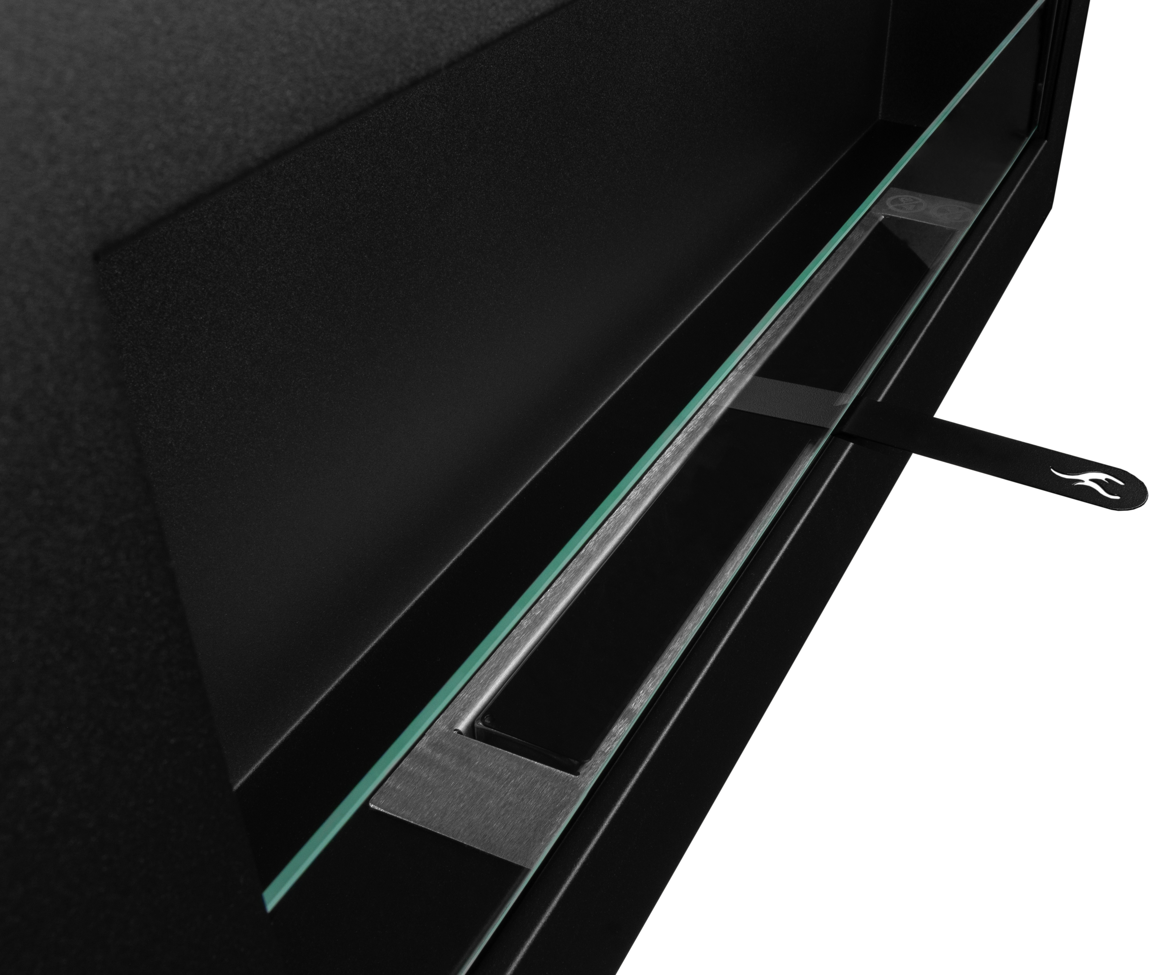 Biofireplace Wall-mounted with glass 900x400 Box black structural matte