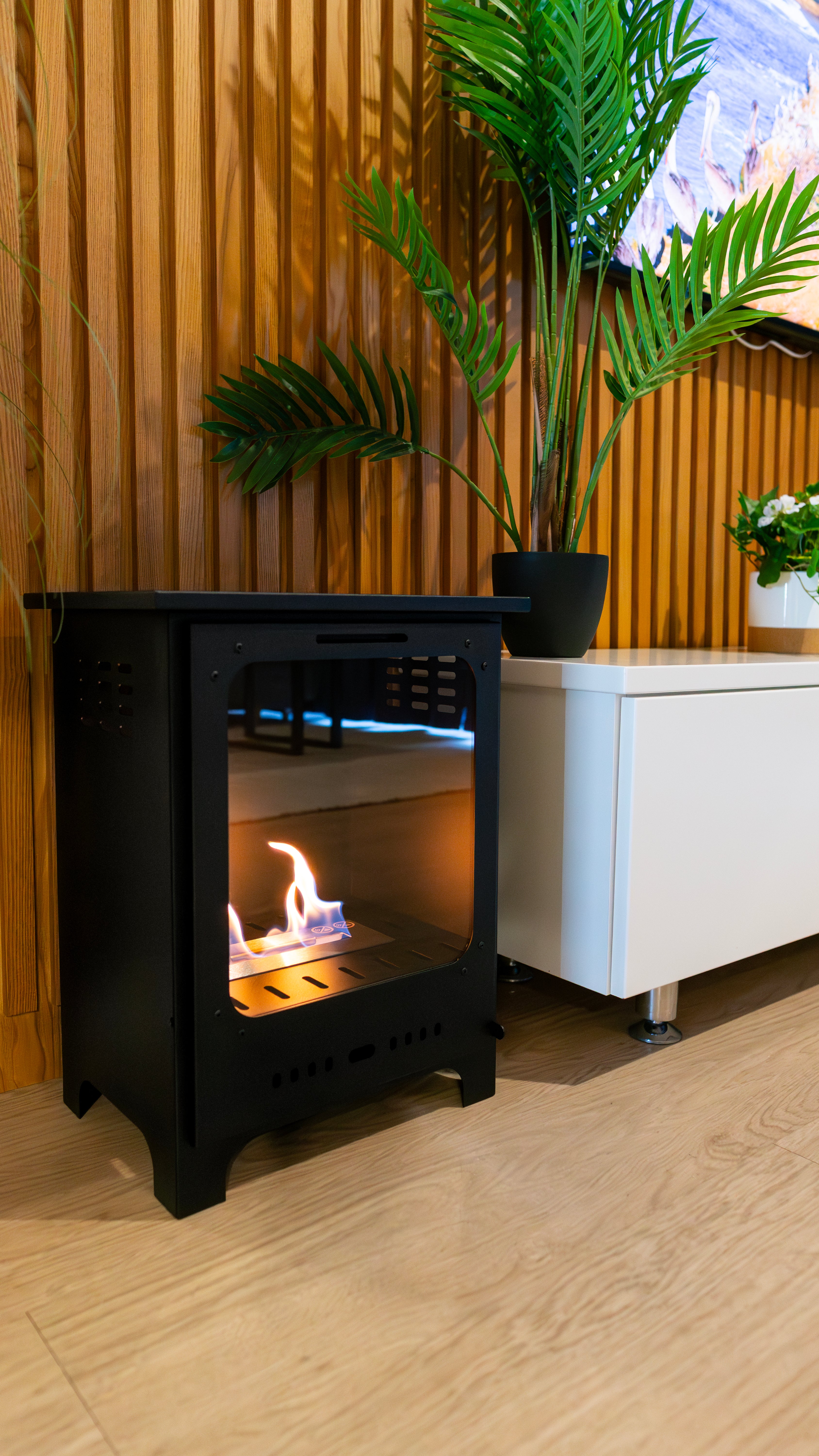 Biofireplace freestanding Koza Mini black matte with glass