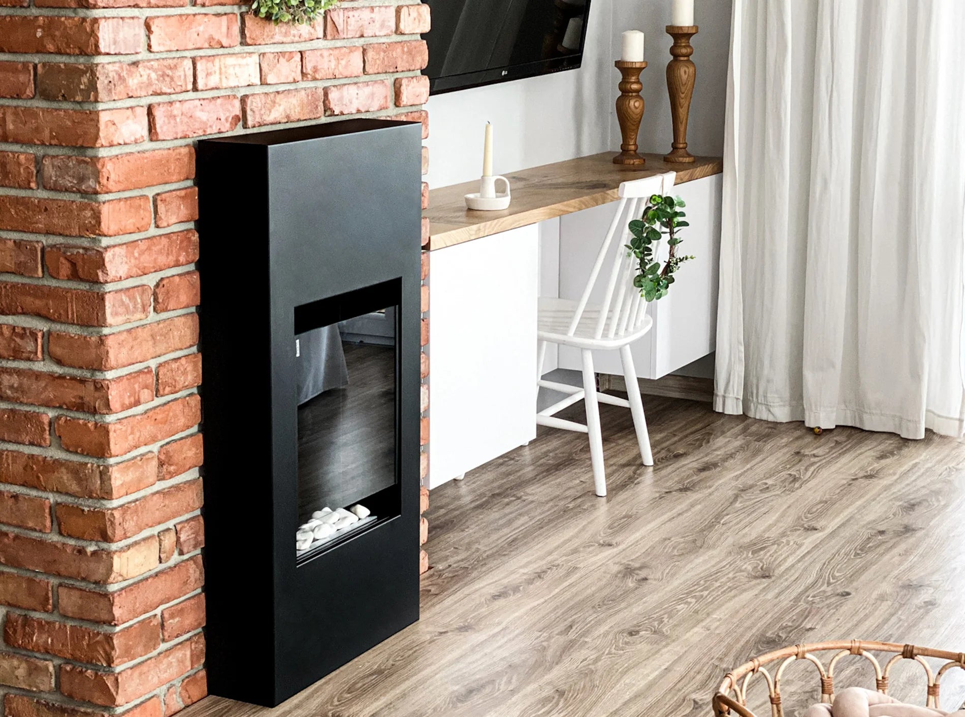 Biofireplace portal Modern black structural matte