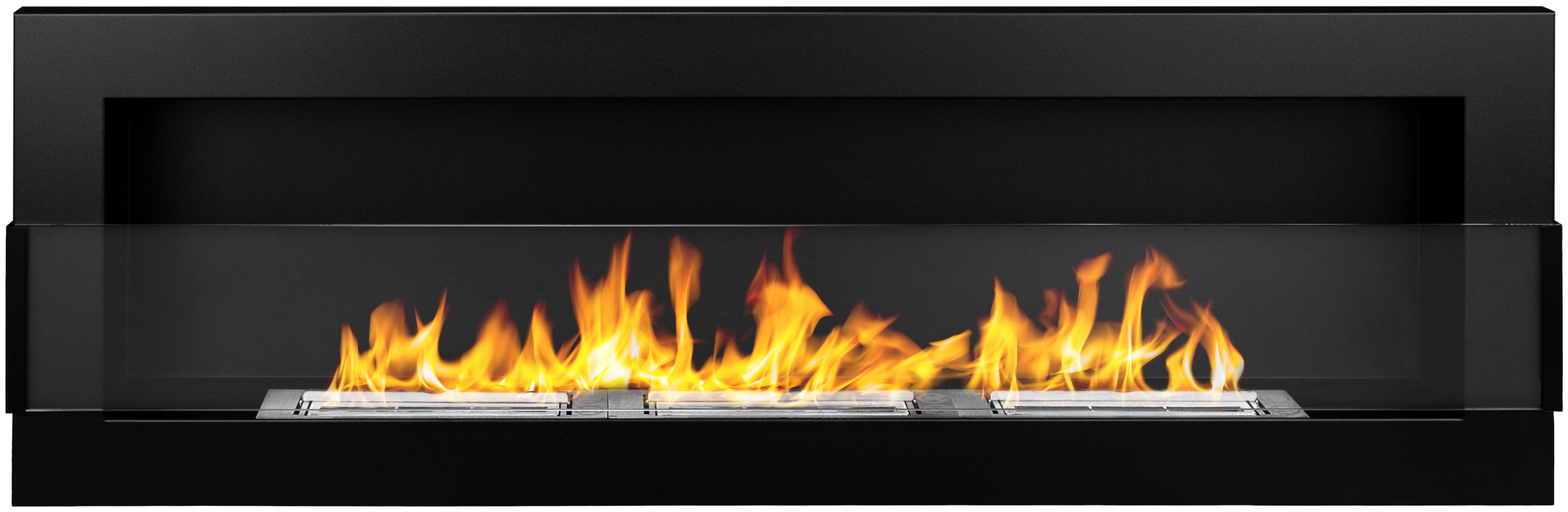 Biofireplace Wall-mounted with glass 1200x400 black structural matte