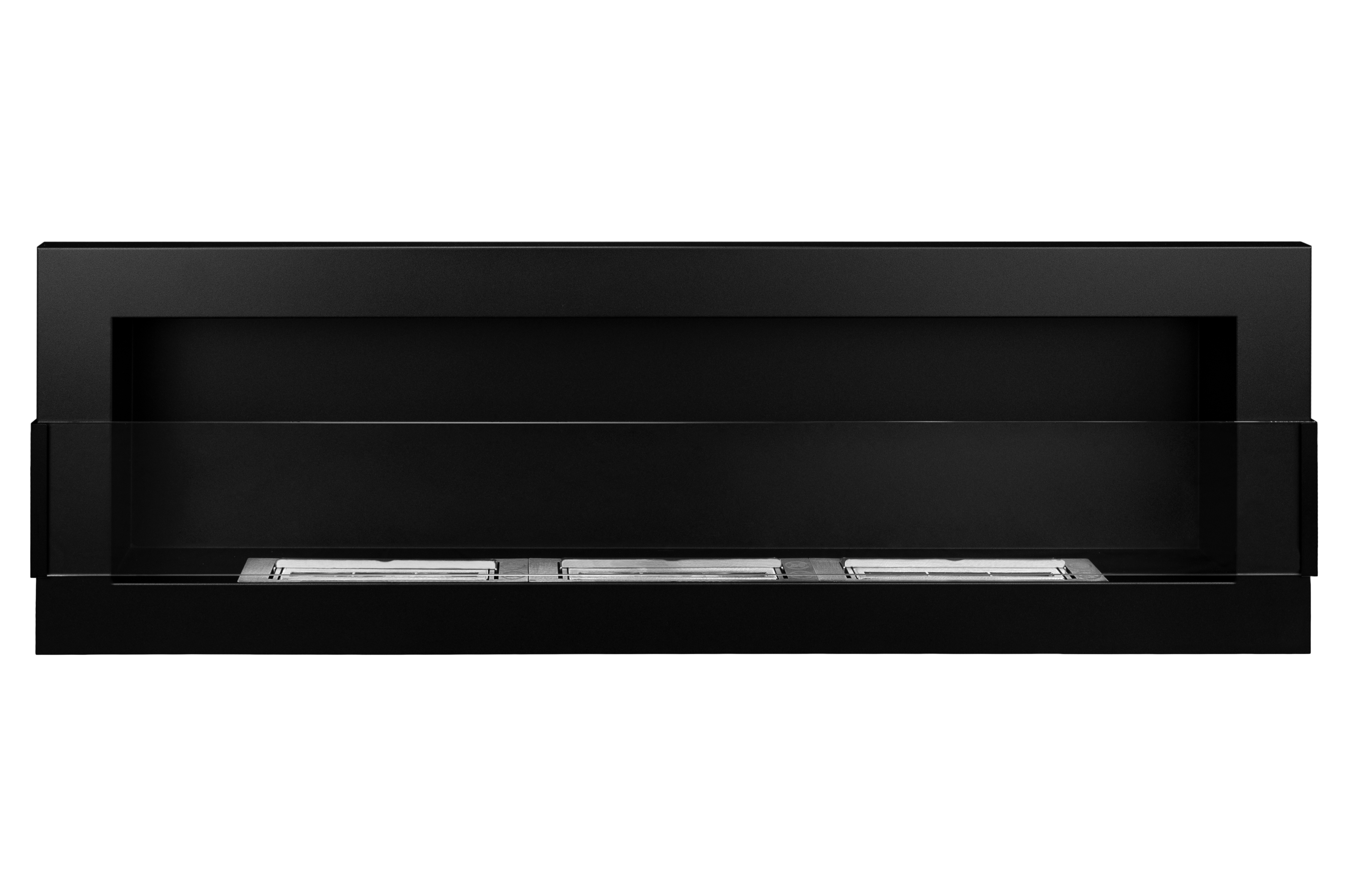 Biofireplace Wall-mounted with glass 1200x400 black structural matte