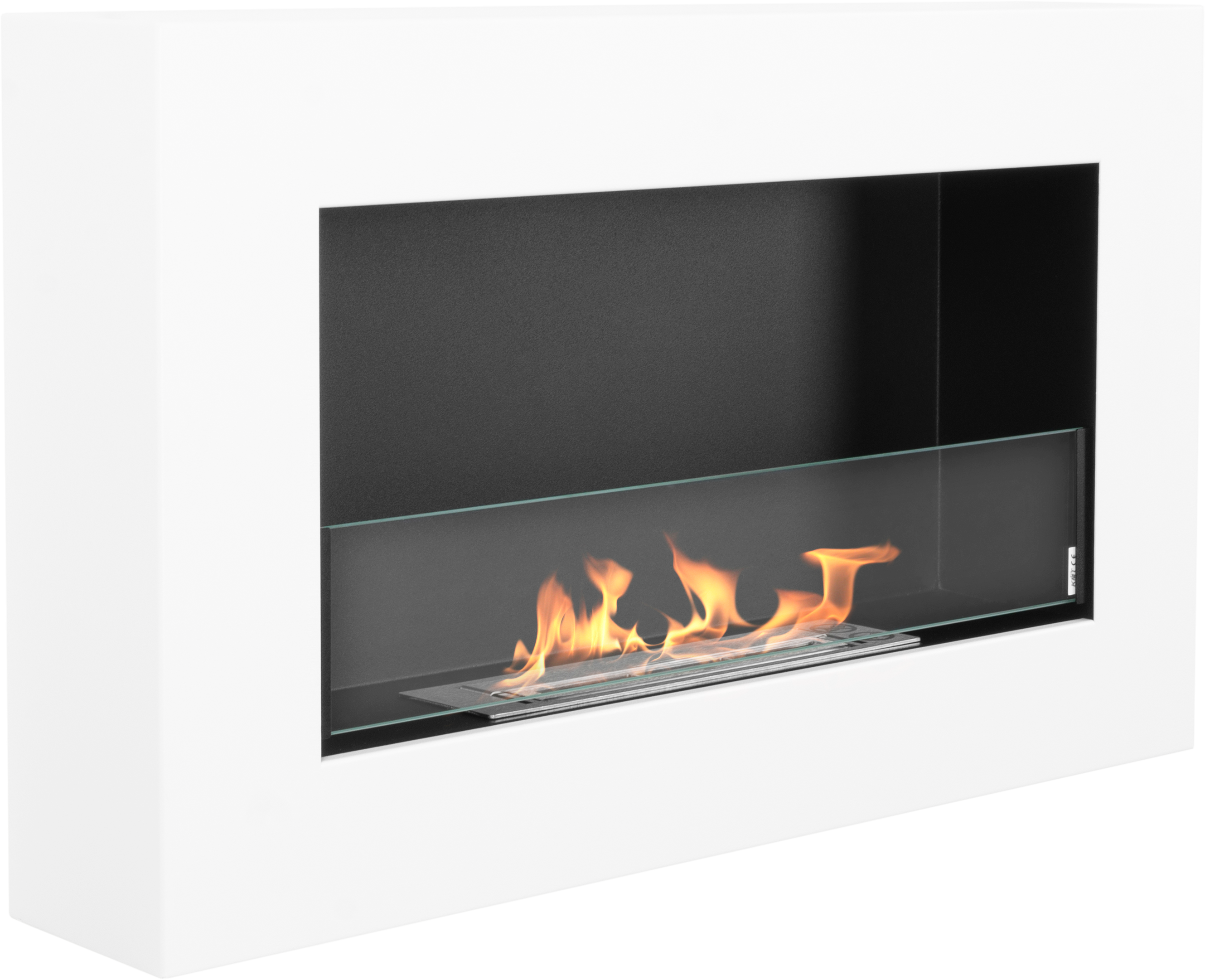 Biofireplace Wall-mounted with glass 650x400 BOX white structural matte