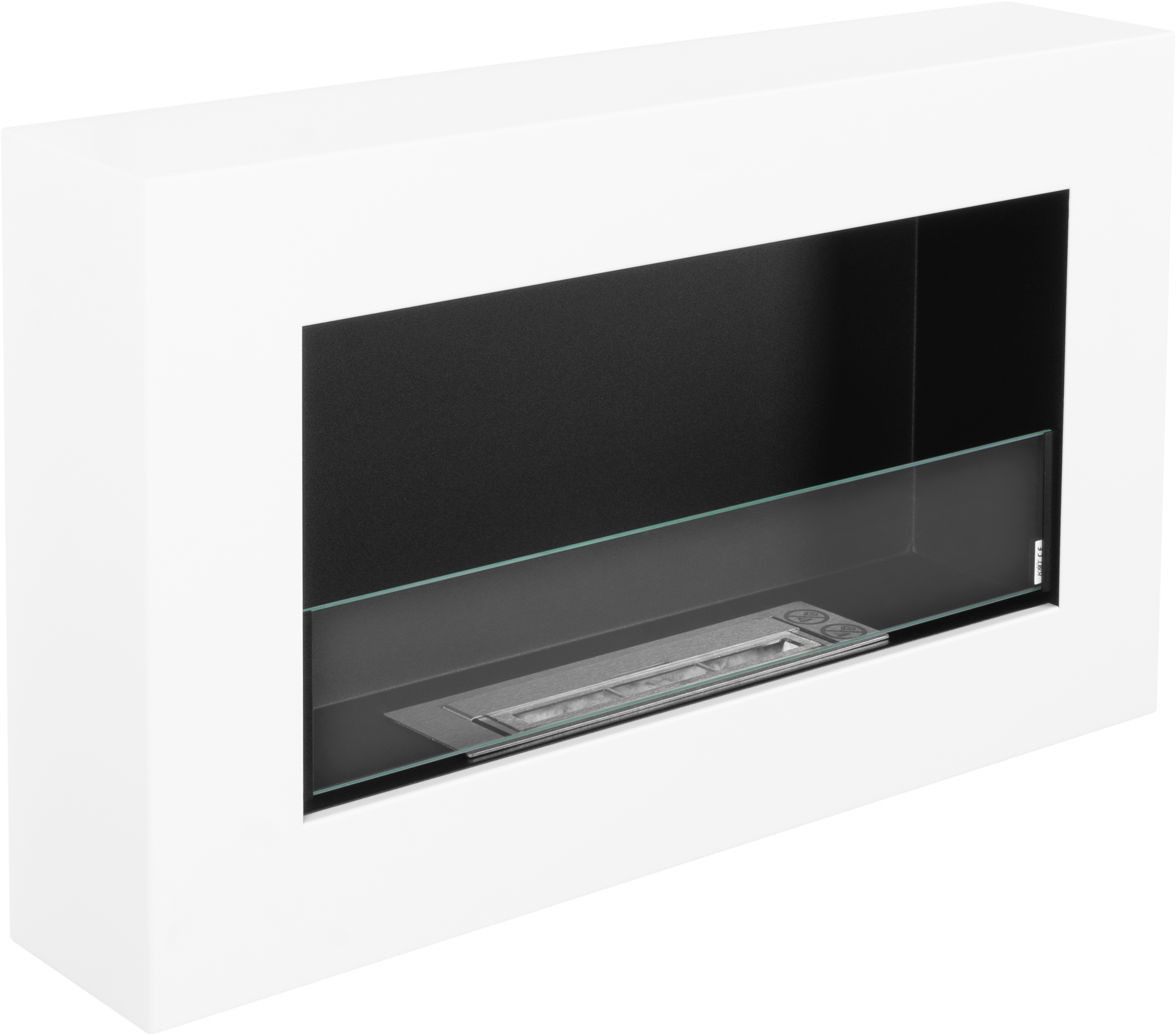 Biofireplace Wall-mounted with glass 650x400 BOX white structural matte