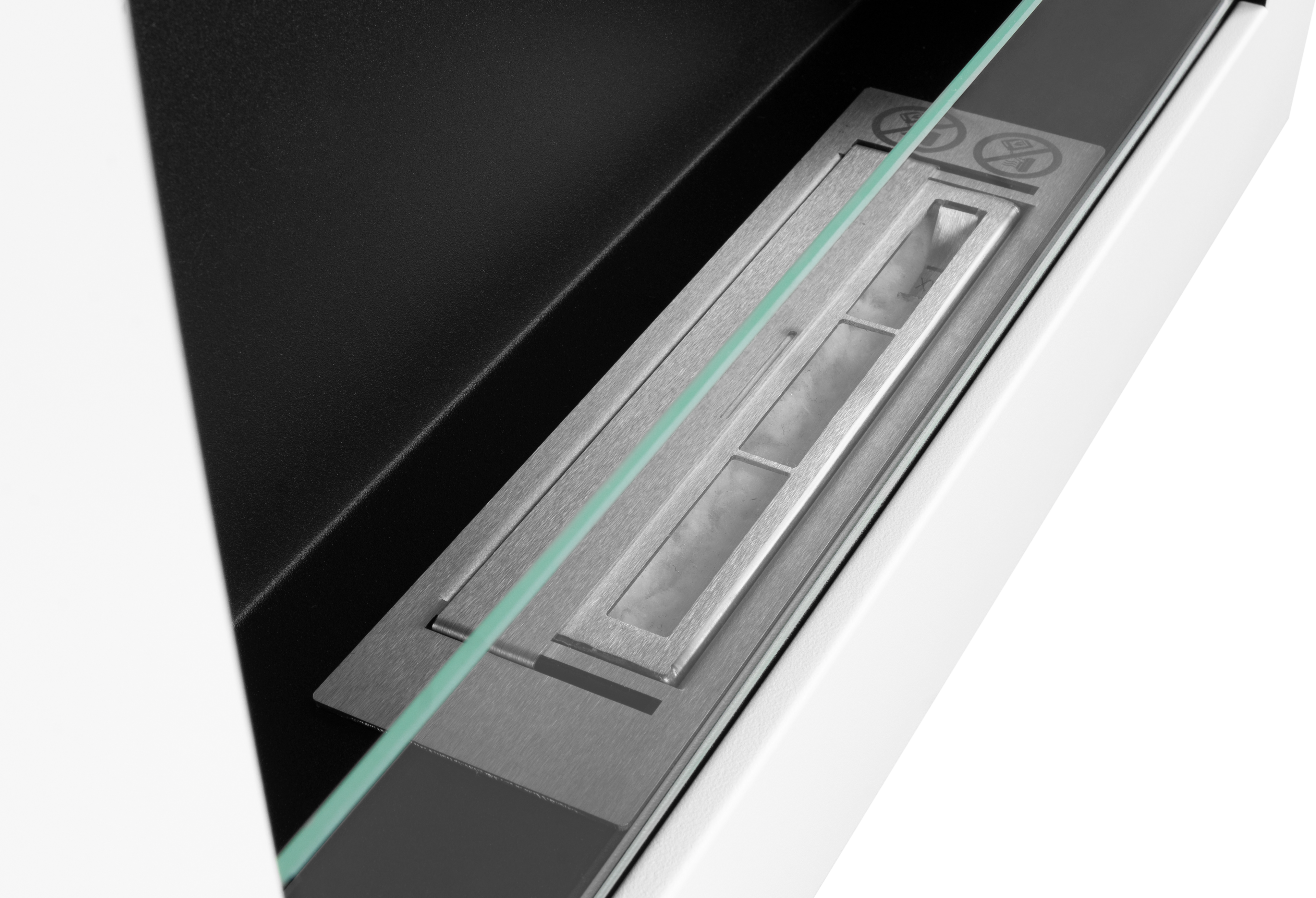 Biofireplace Wall-mounted with glass 650x400 BOX white structural matte
