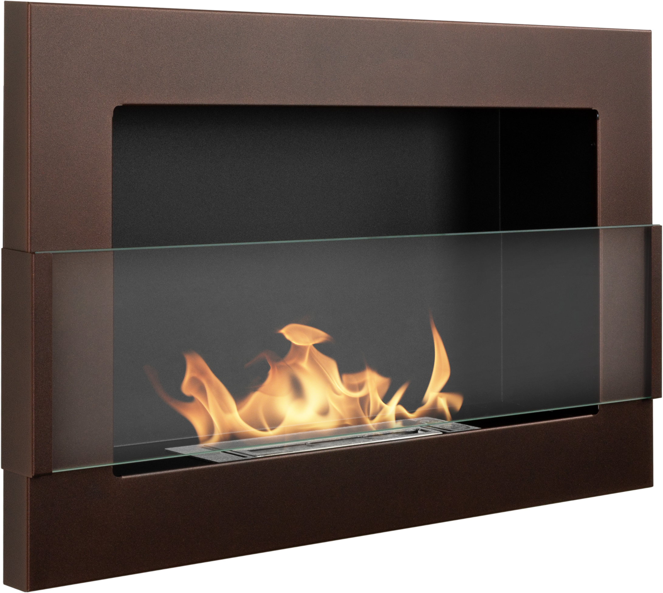 Biofireplace Wall-mounted with glass 650x400 brown