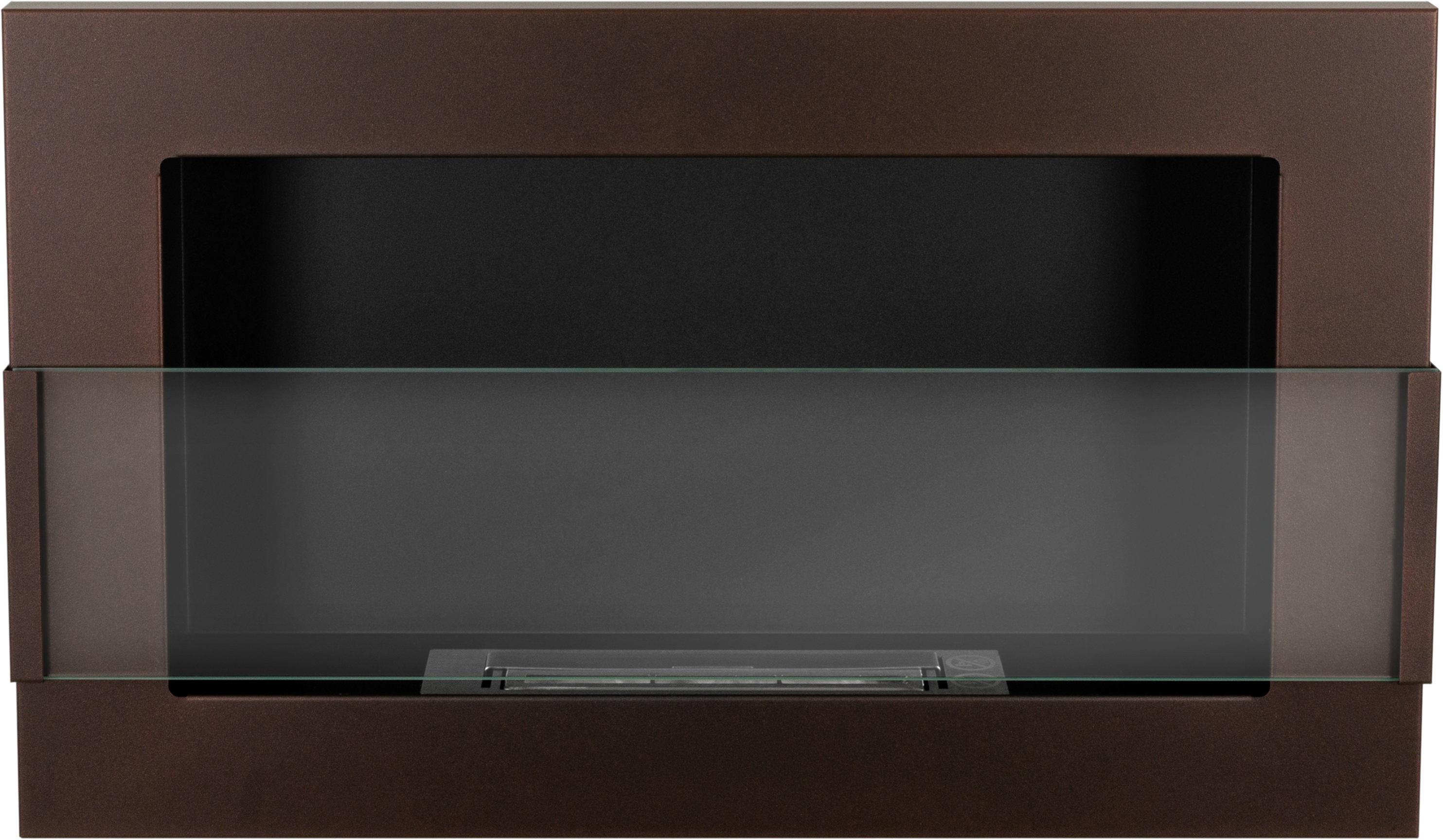 Biofireplace Wall-mounted with glass 650x400 brown