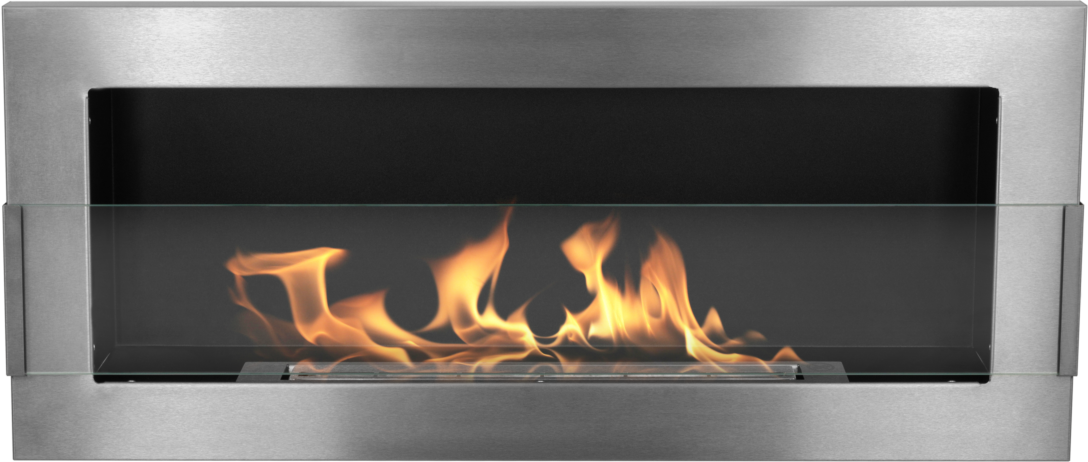 Biofireplace Wall-mounted with glass 900x400 inox-silver