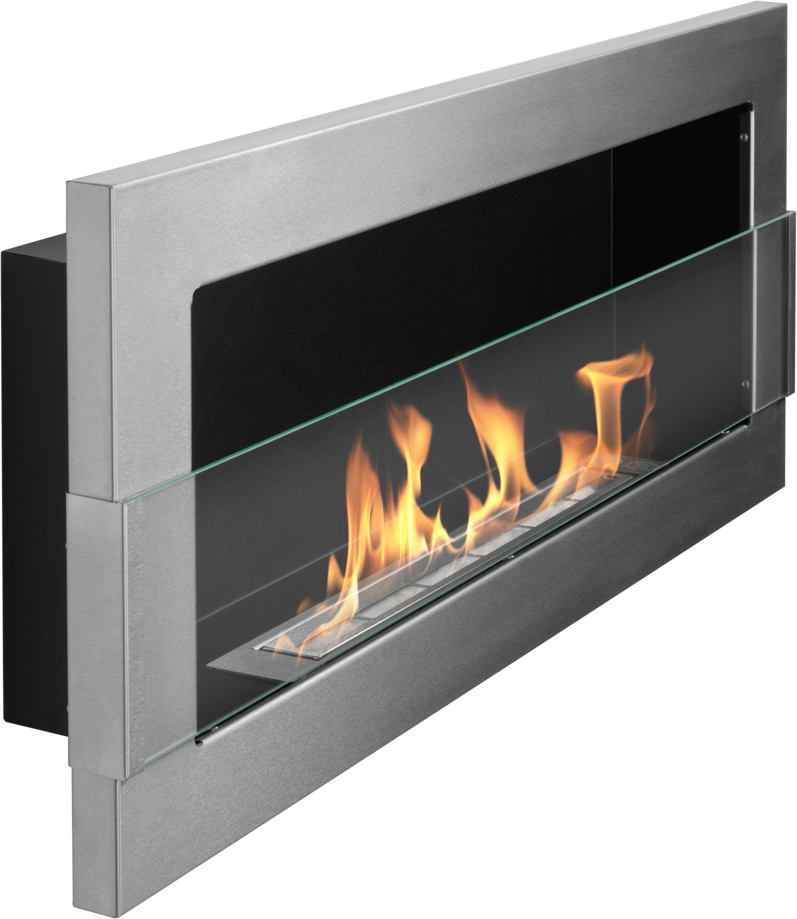 Biofireplace Wall-mounted with glass 900x400 inox-silver