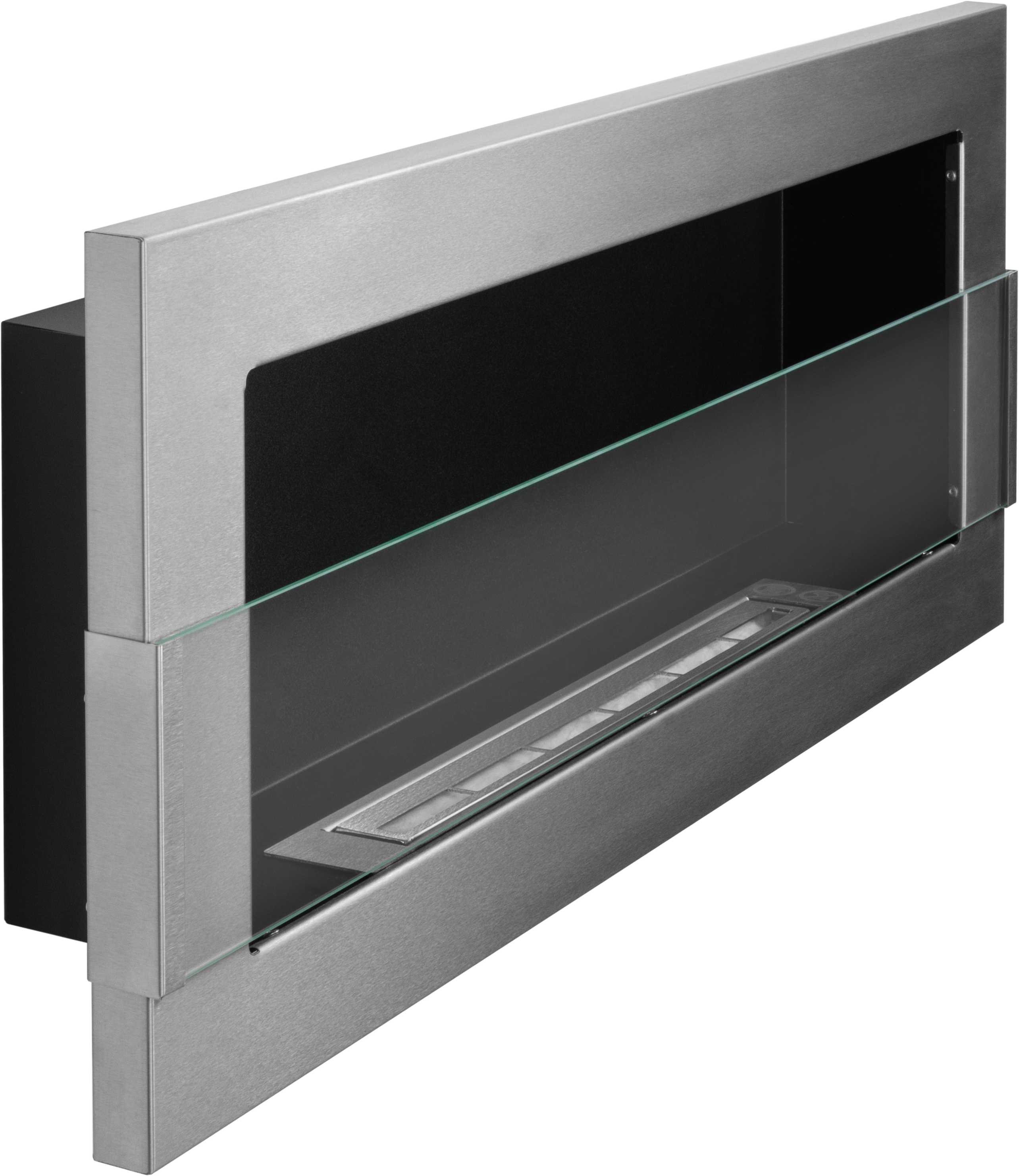 Biofireplace Wall-mounted with glass 900x400 inox-silver