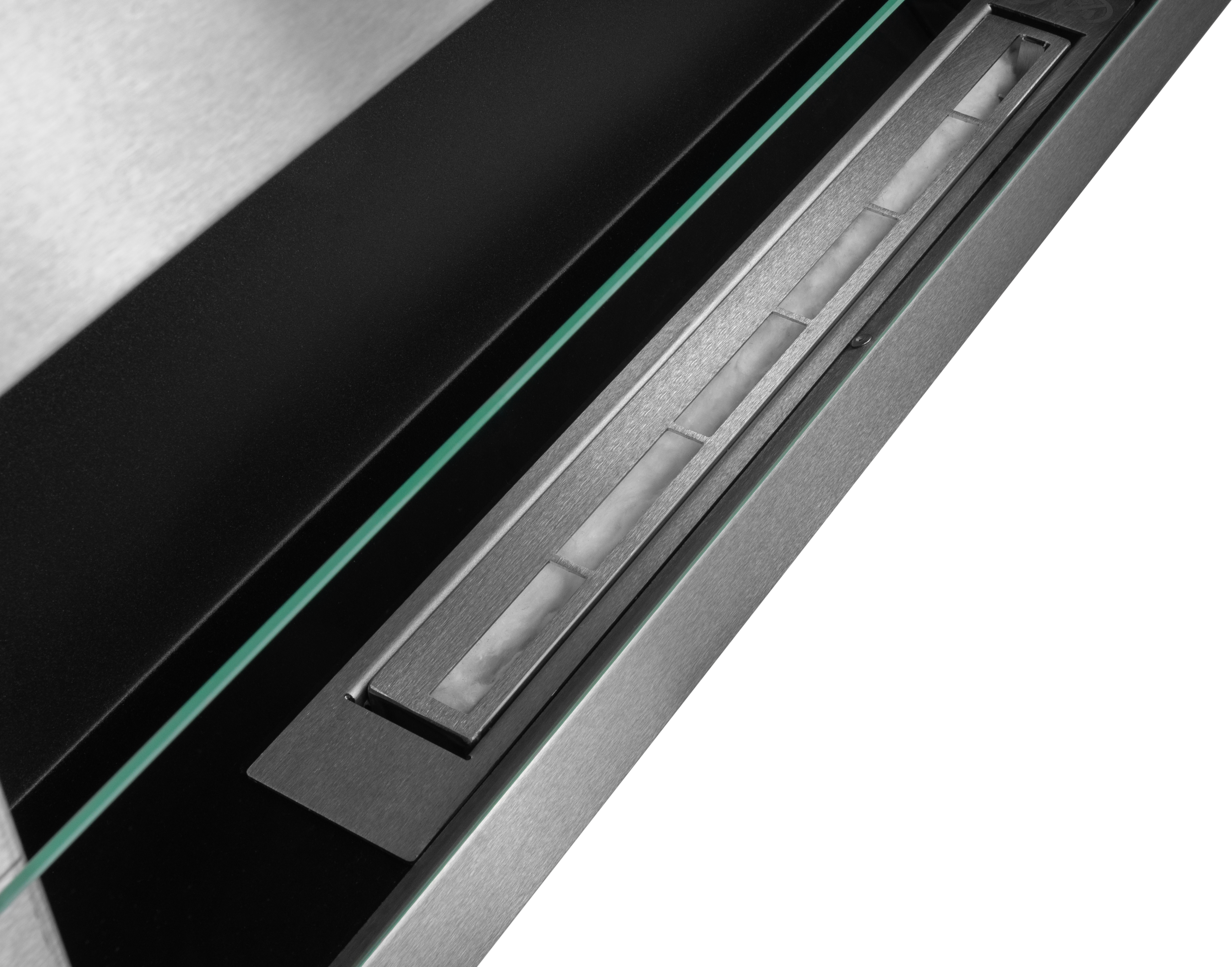 Biofireplace Wall-mounted with glass 900x400 inox-silver