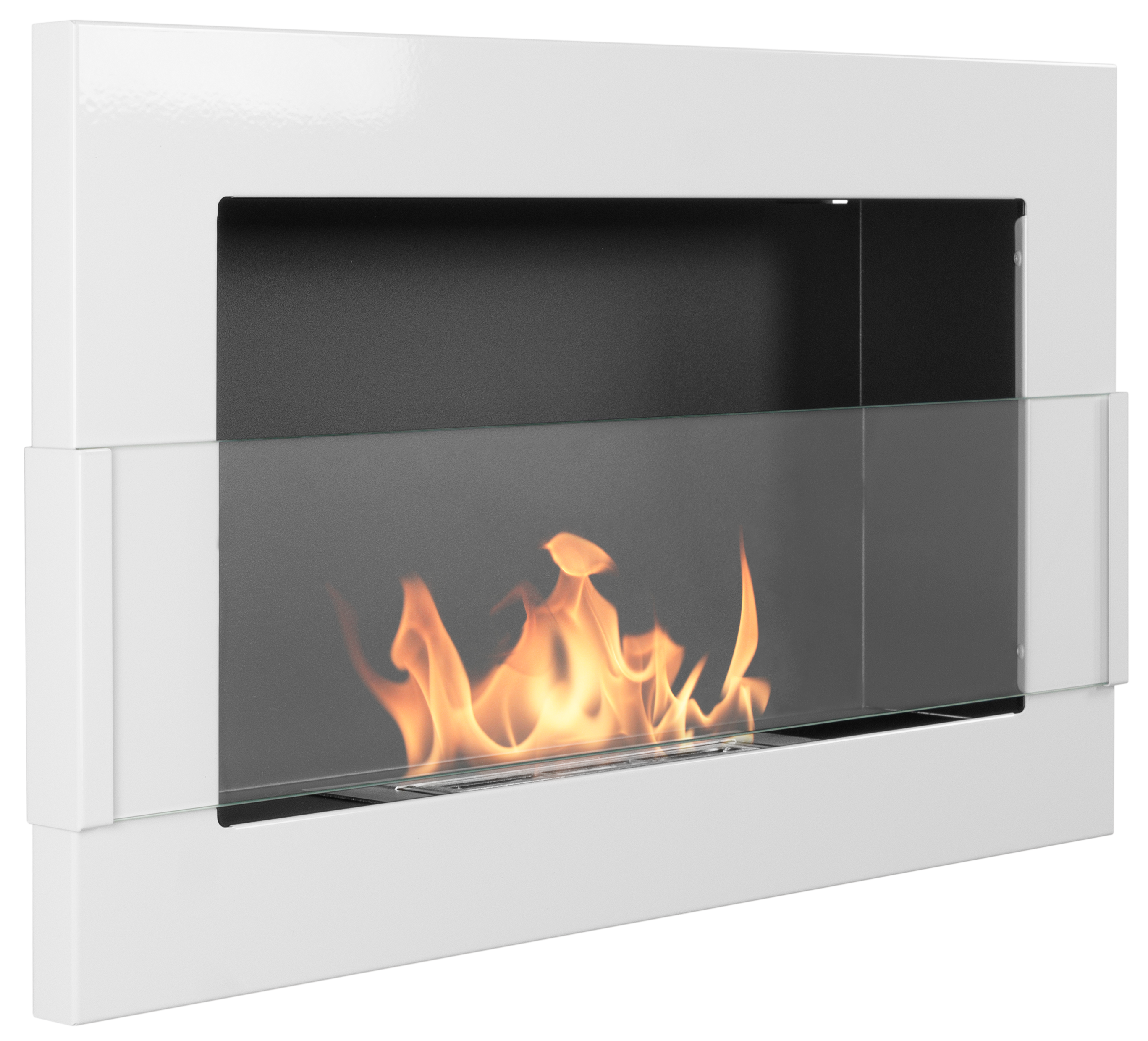 Biofireplace Wall-mounted with glass 650x400 white gloss