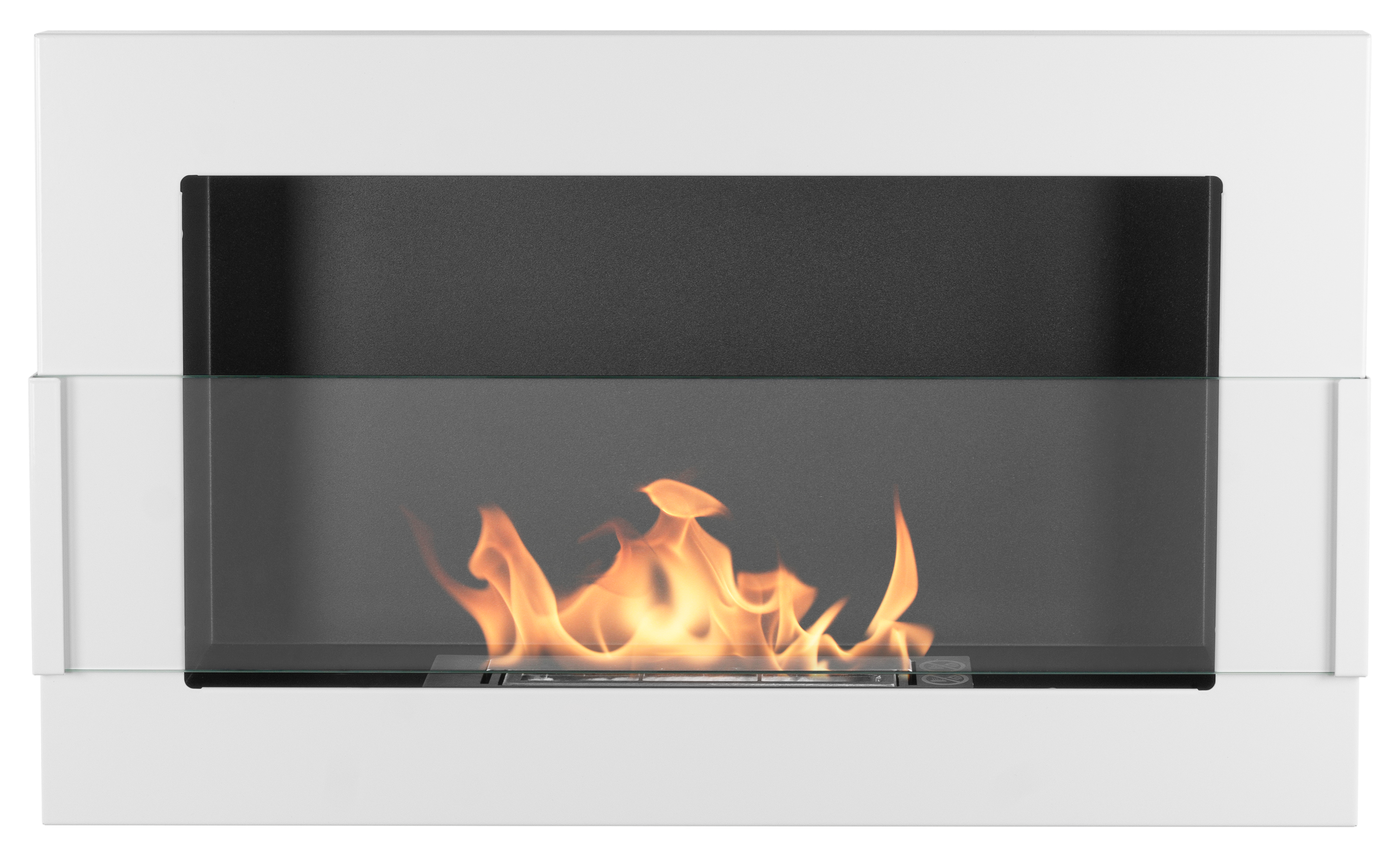 Biofireplace Wall-mounted with glass 650x400 white gloss