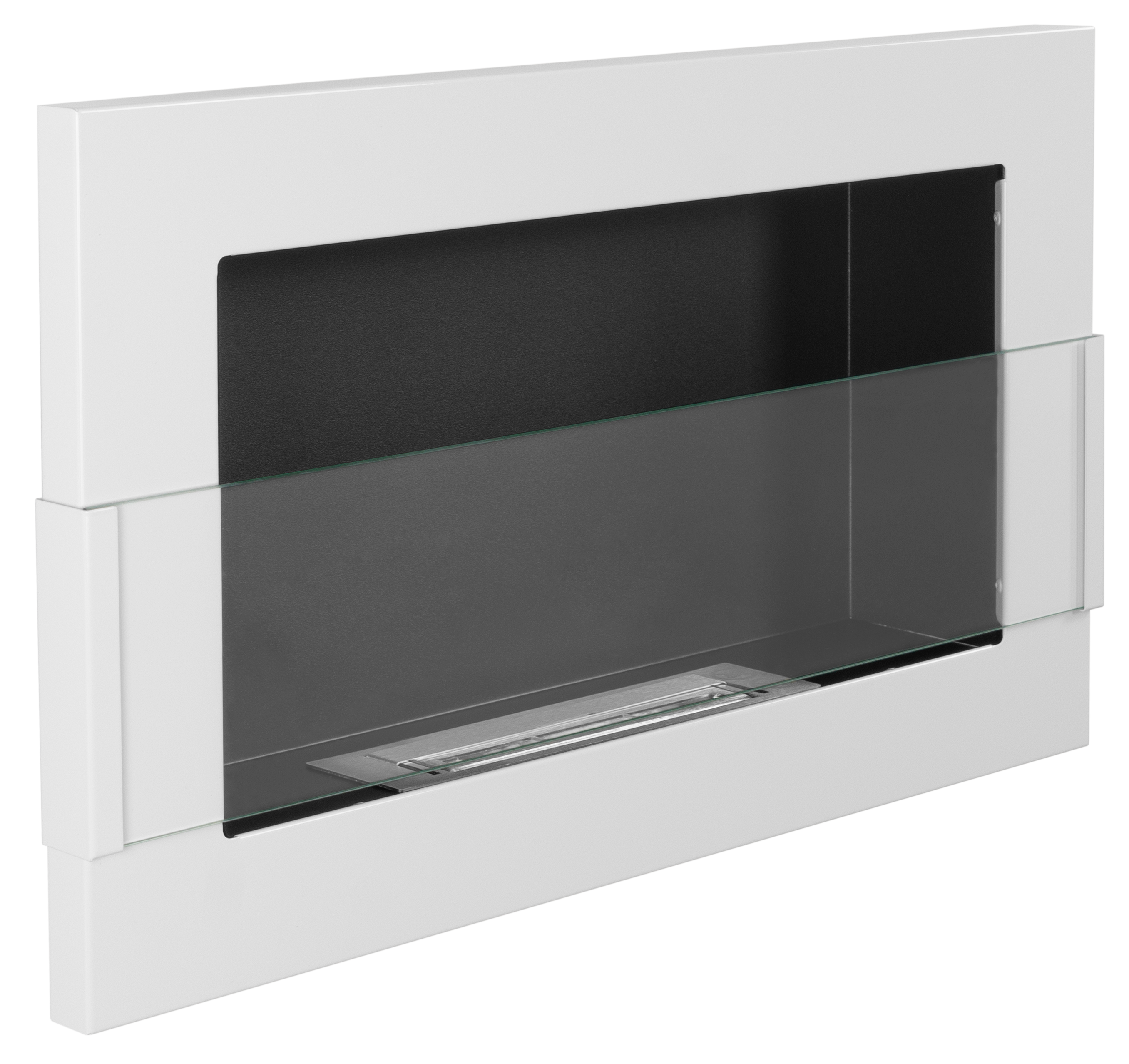 Biofireplace Wall-mounted with glass 650x400 white gloss
