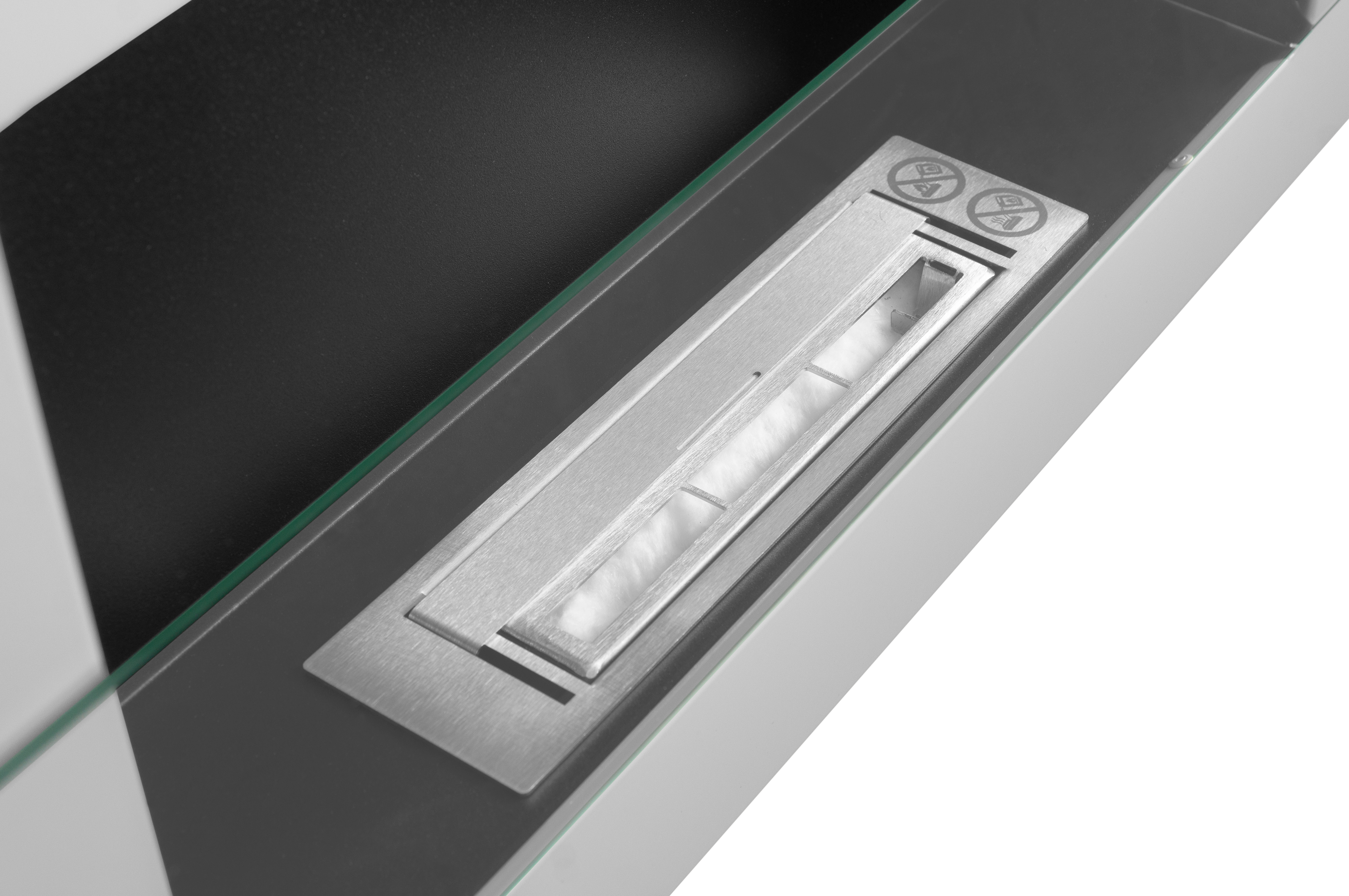 Biofireplace Wall-mounted with glass 650x400 white gloss