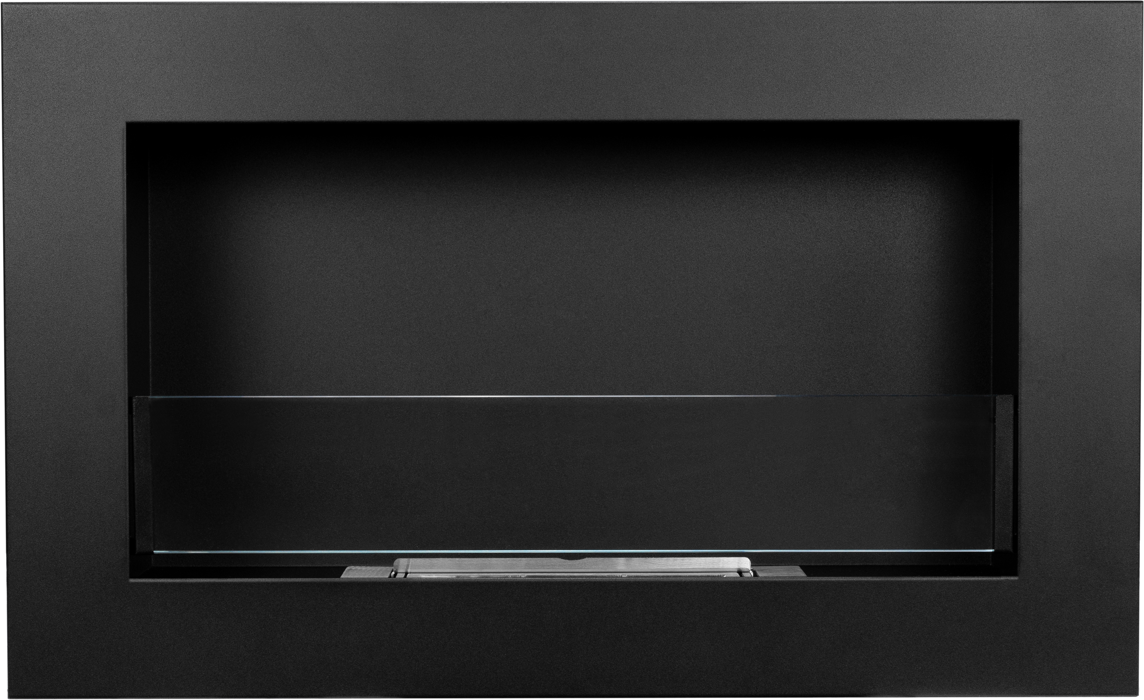 Biofireplace Wall-mounted with glass 650x400 Slim black structural matte