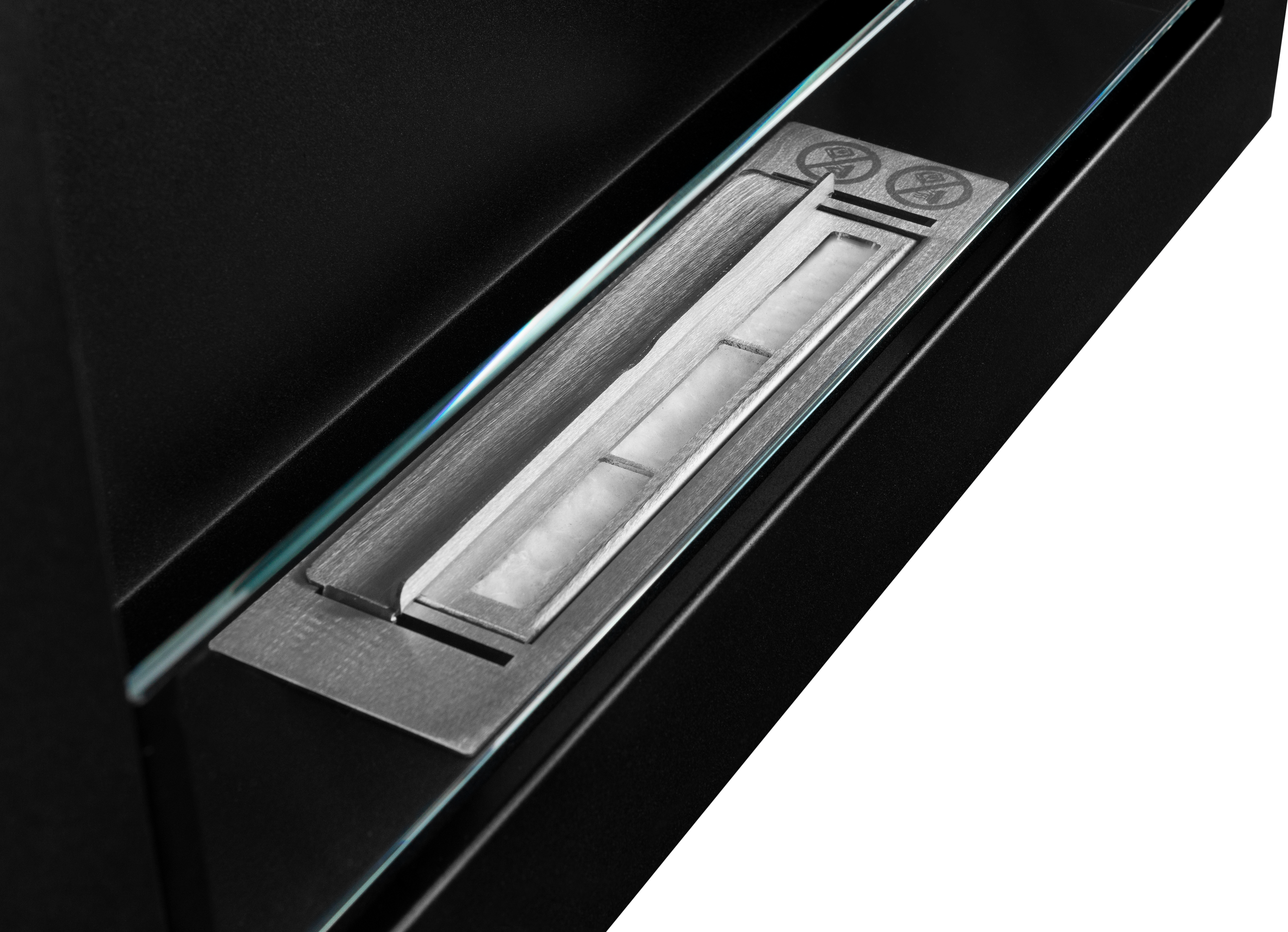 Biofireplace Wall-mounted with glass 650x400 Slim black structural matte