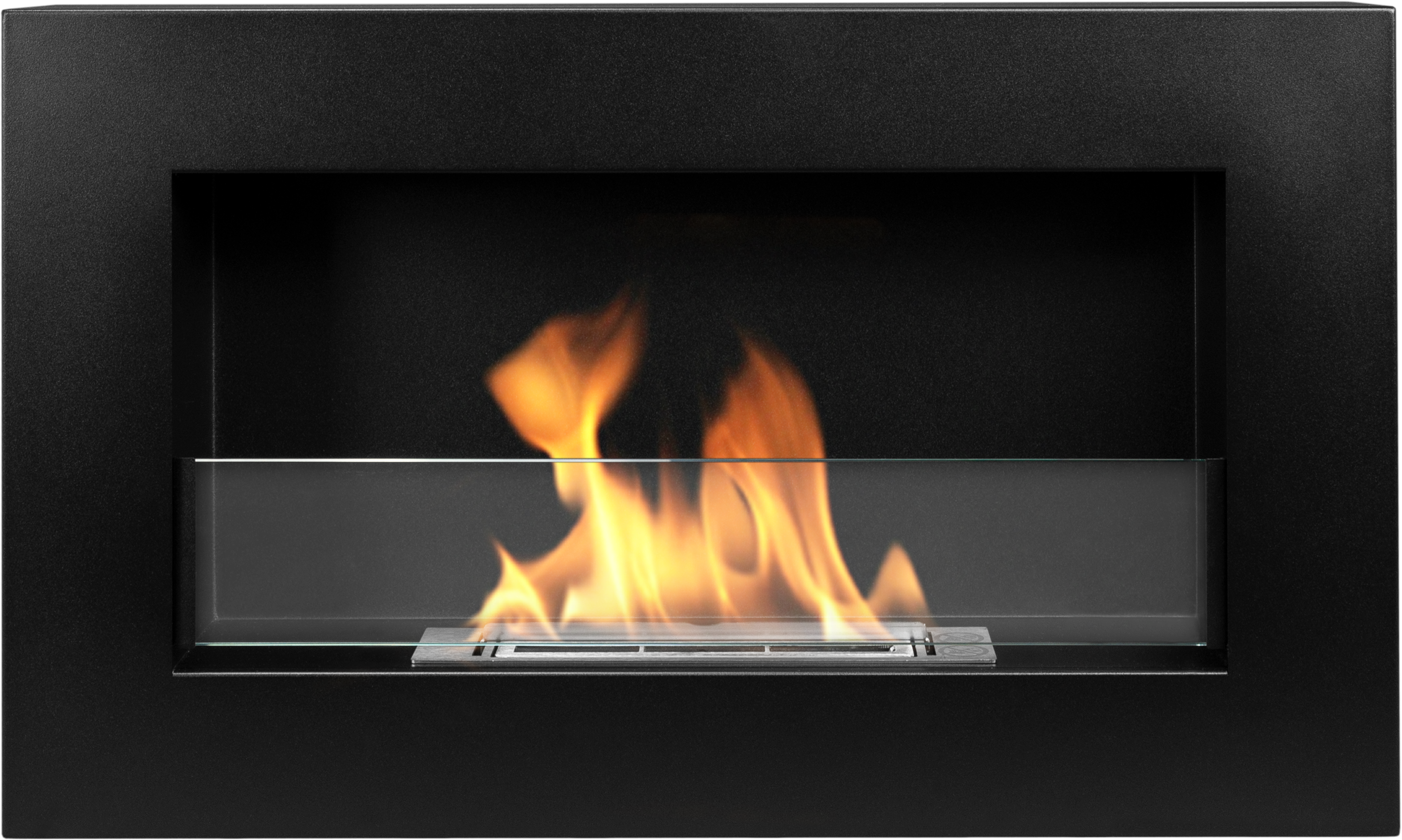 Biofireplace Wall-mounted with glass 650x400 BOX black structural matte
