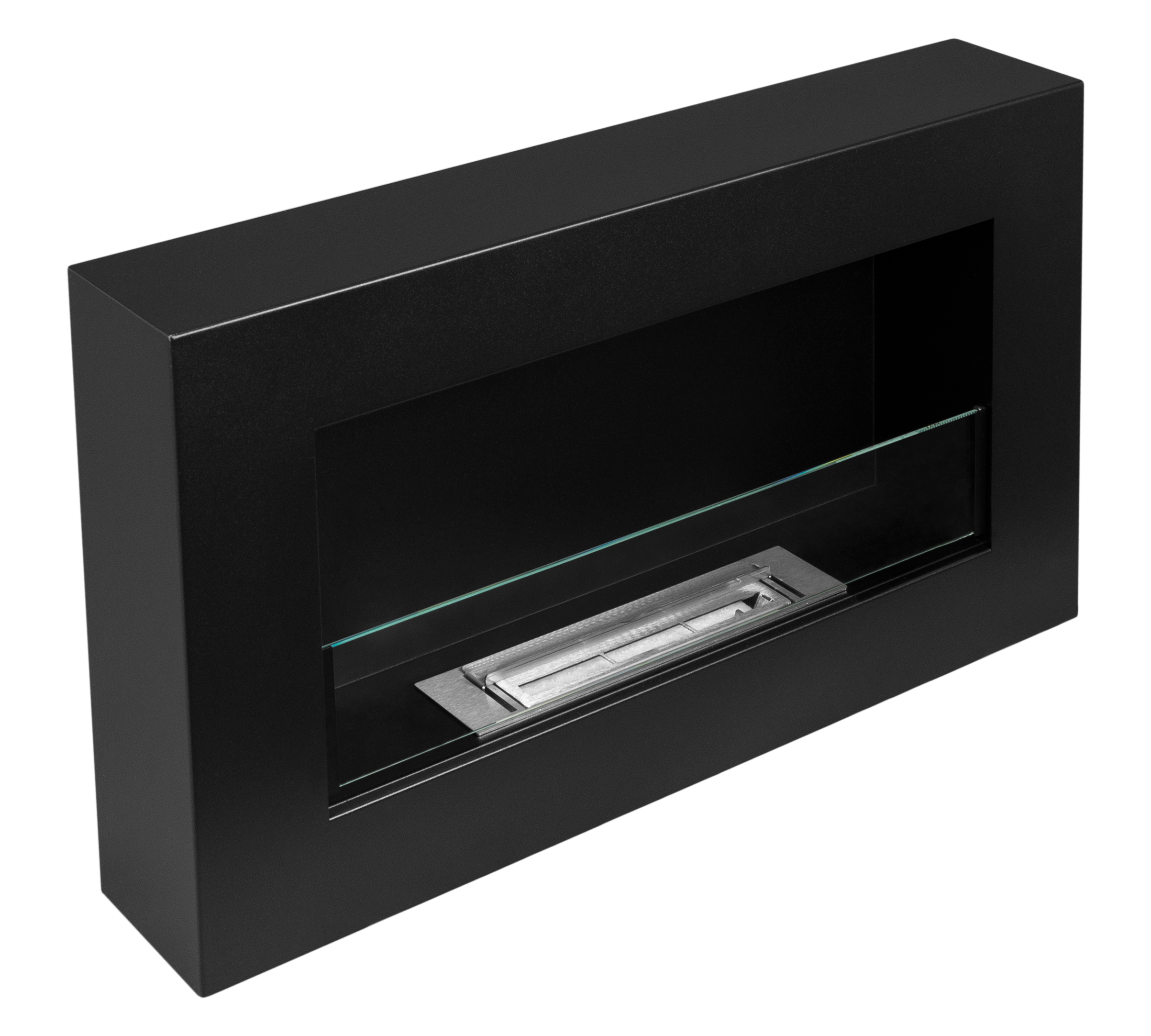 Biofireplace Wall-mounted with glass 650x400 BOX black structural matte