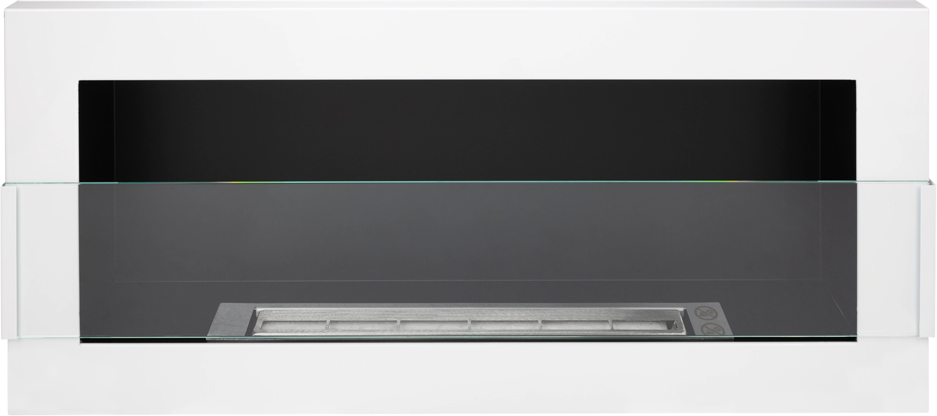 Biofireplace Wall-mounted ging with glass 900x400 white gloss