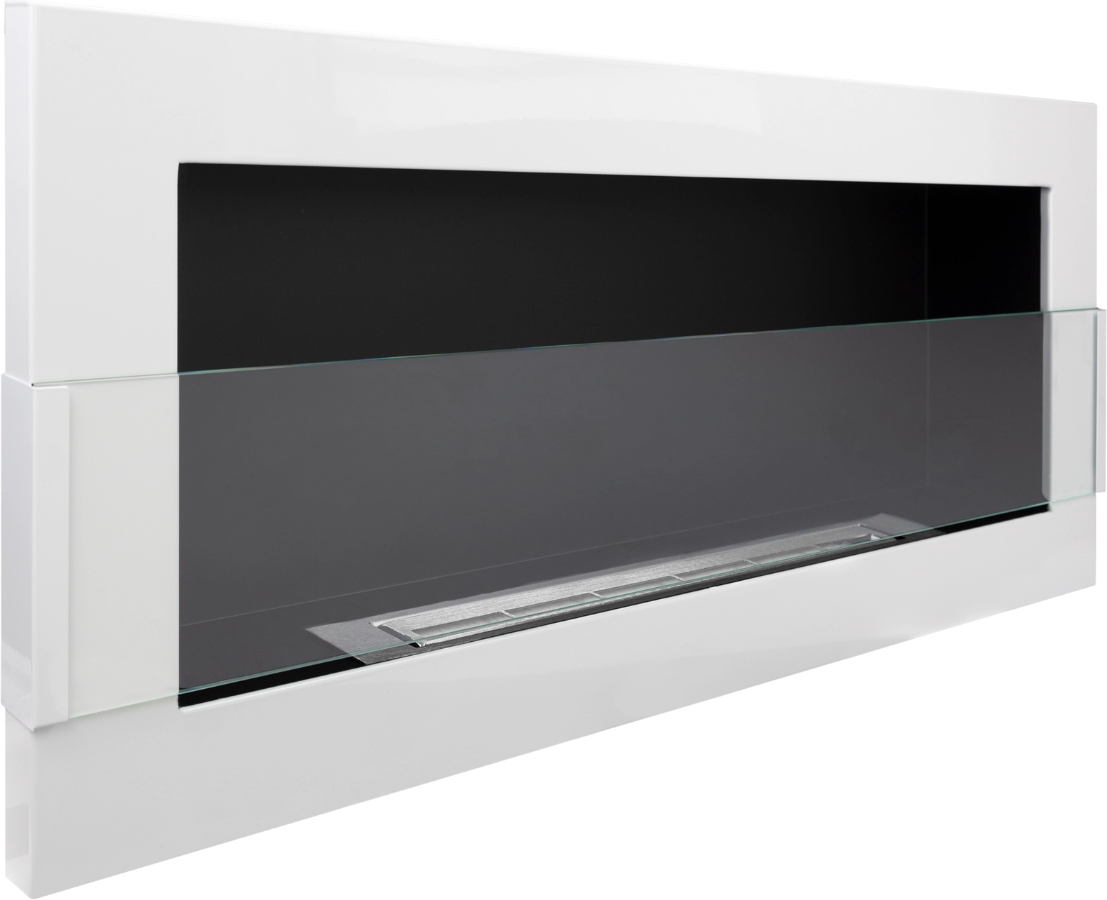 Biofireplace Wall-mounted ging with glass 900x400 white gloss