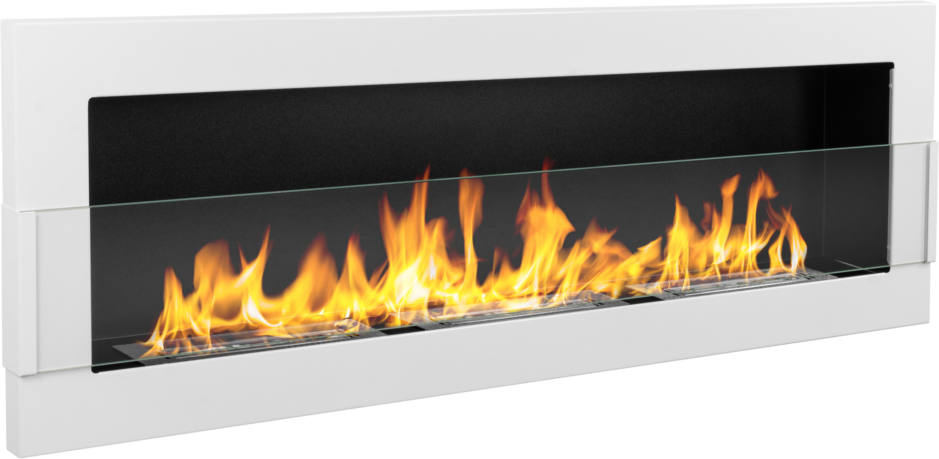 Biofireplace Wall-mounted 1200x400 white gloss with glass