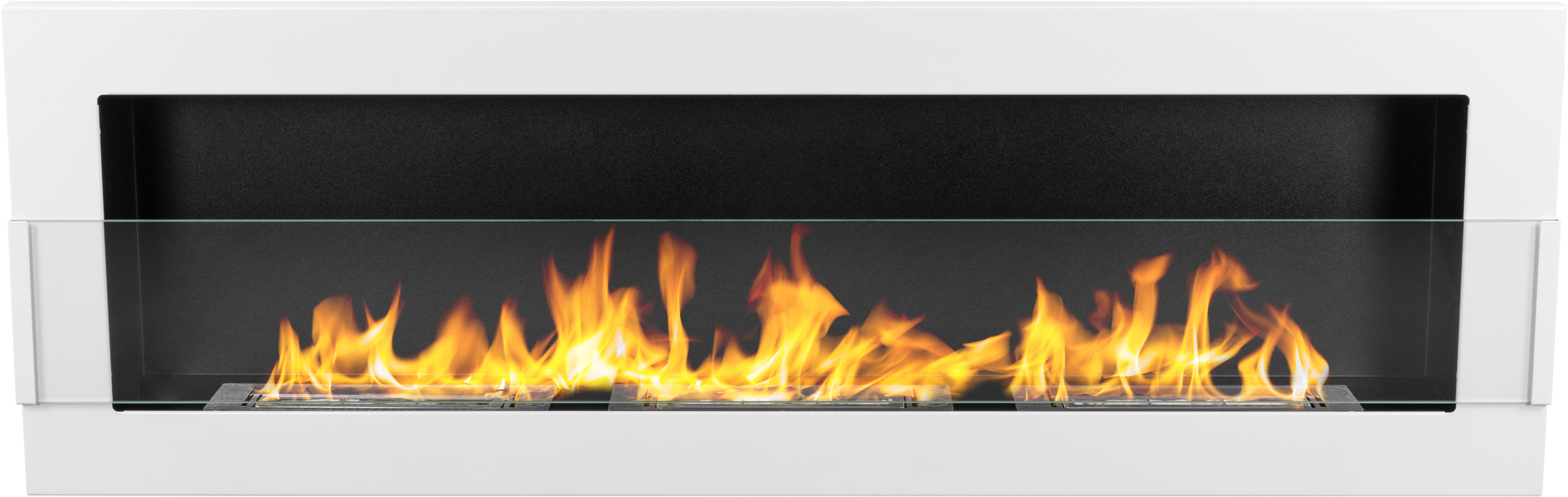 Biofireplace Wall-mounted 1200x400 white gloss with glass