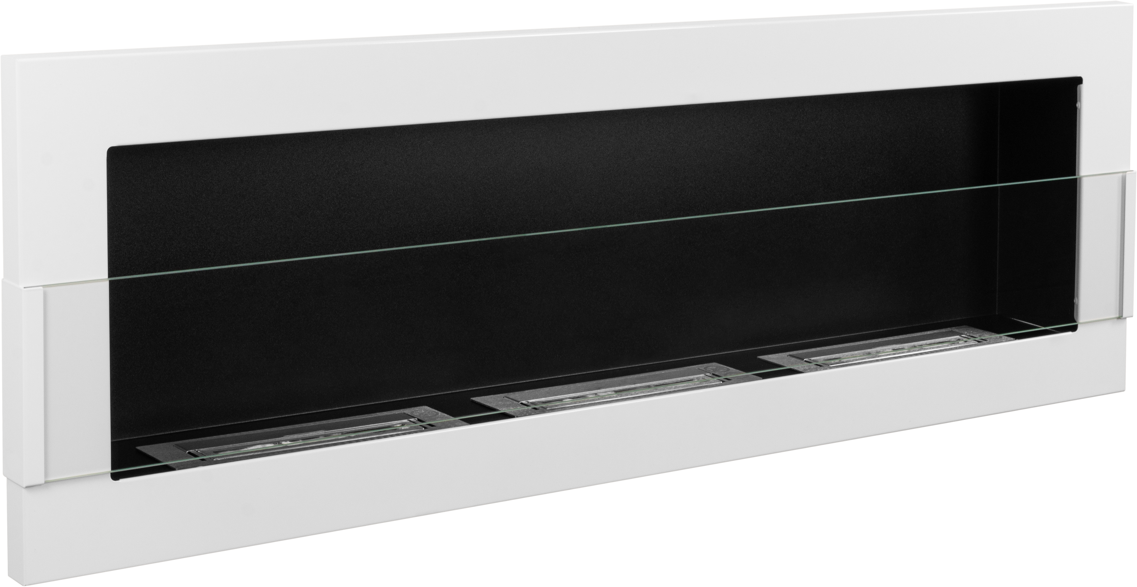 Biofireplace Wall-mounted 1200x400 white gloss with glass