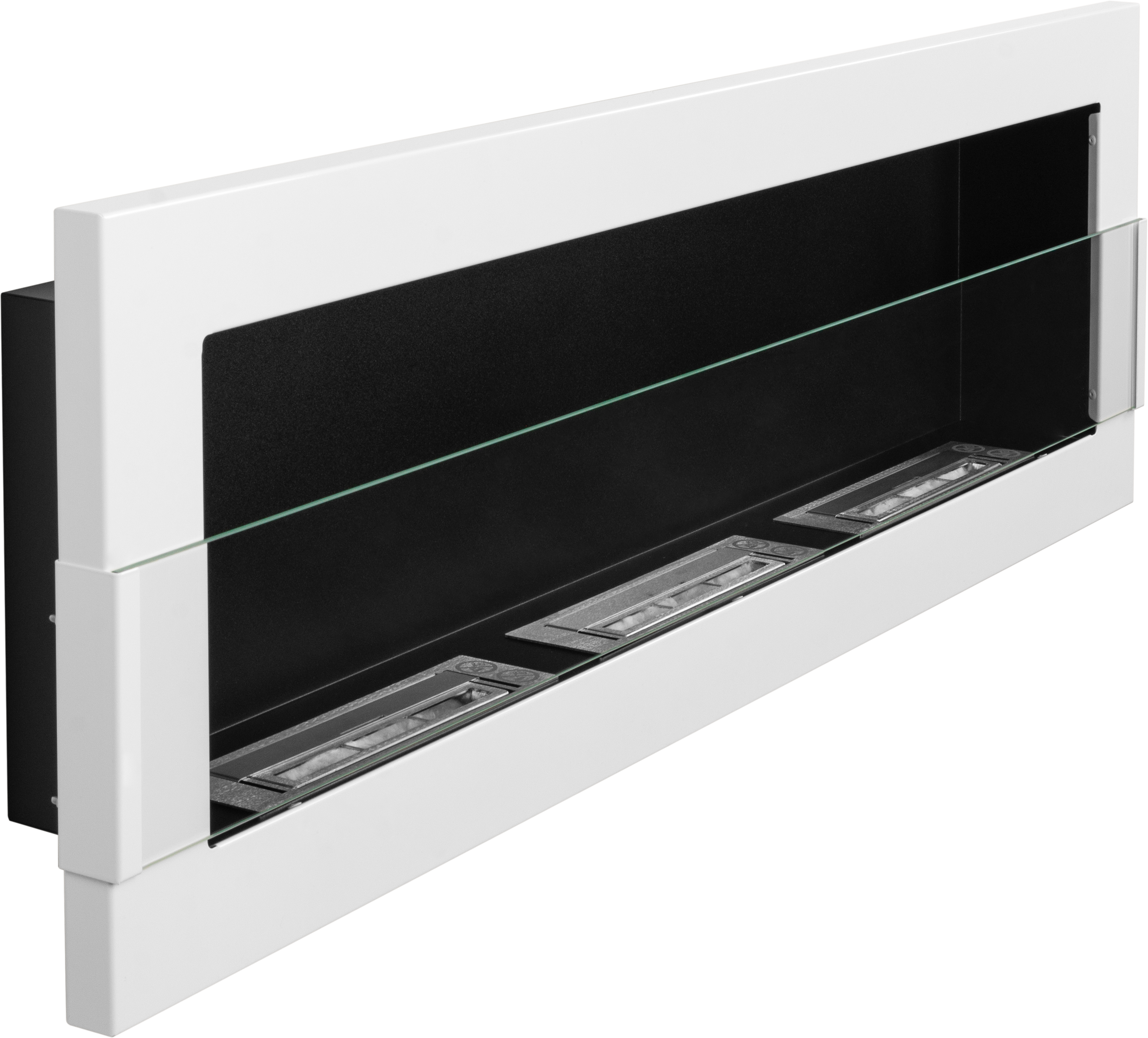 Biofireplace Wall-mounted 1200x400 white gloss with glass