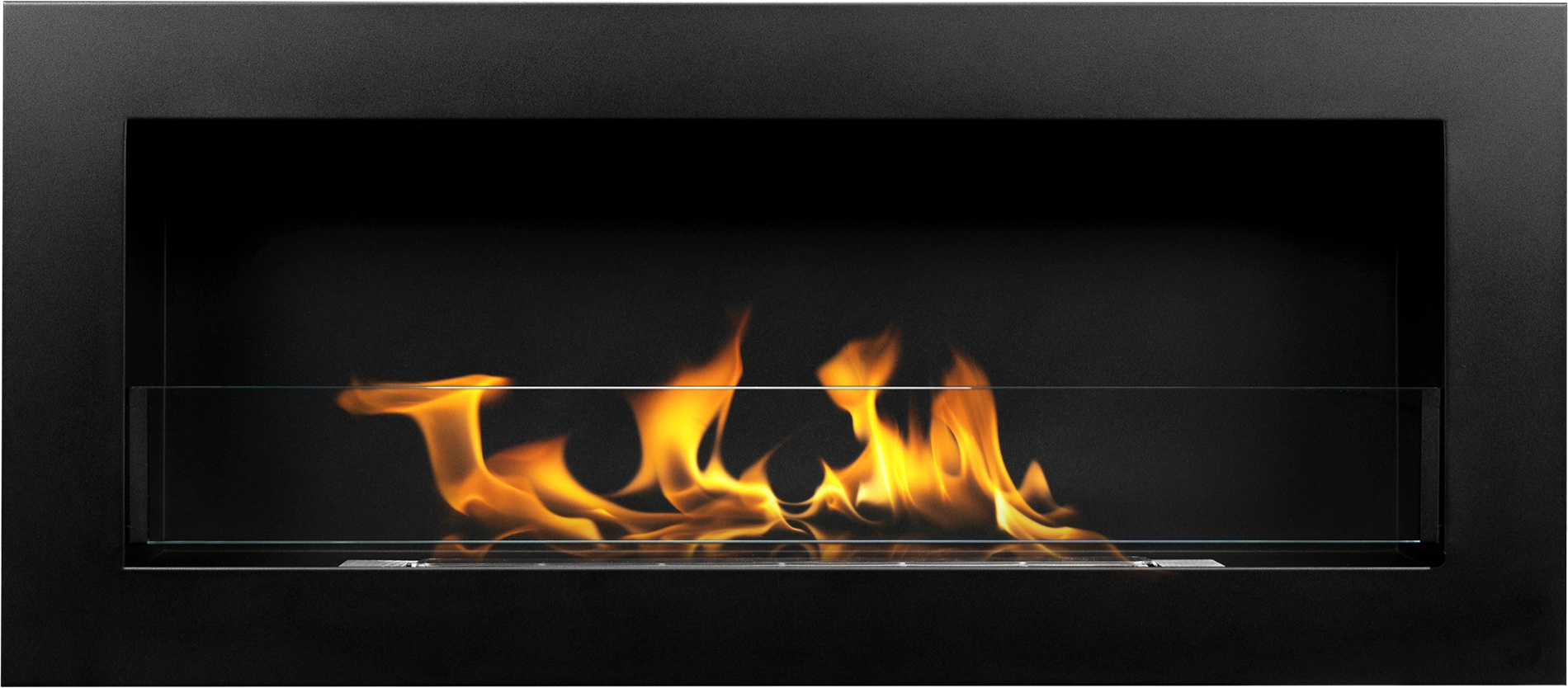 Biofireplace Wall-mounted with glass 900x400 Slim black structural matte