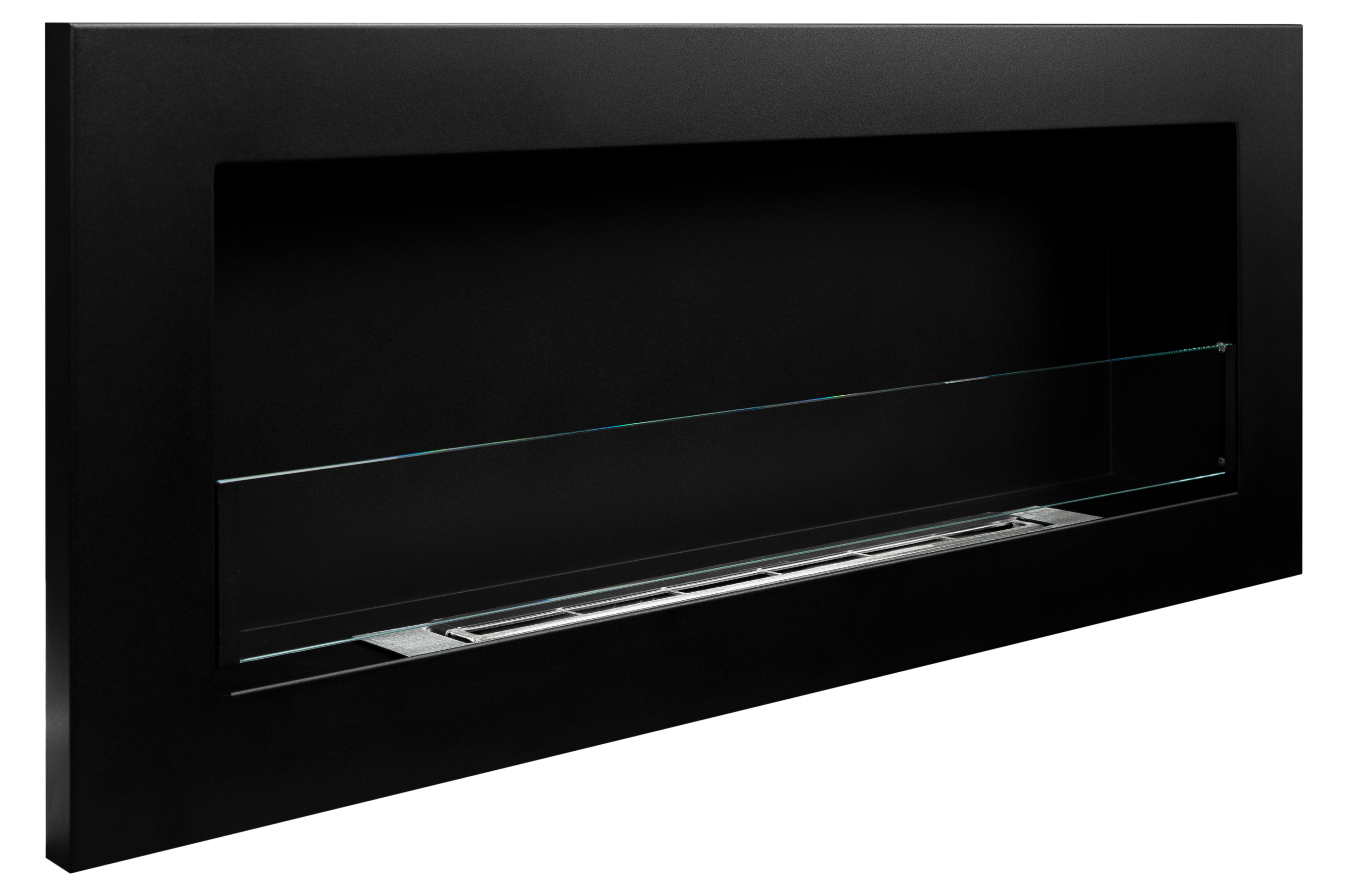 Biofireplace Wall-mounted with glass 900x400 Slim black structural matte