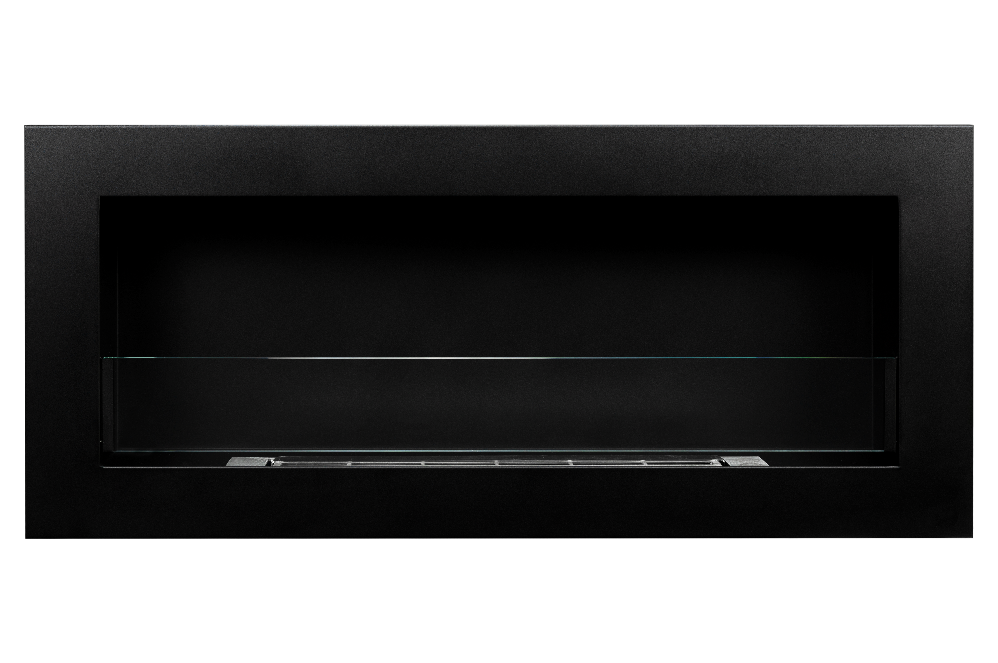 Biofireplace Wall-mounted with glass 900x400 Slim black structural matte