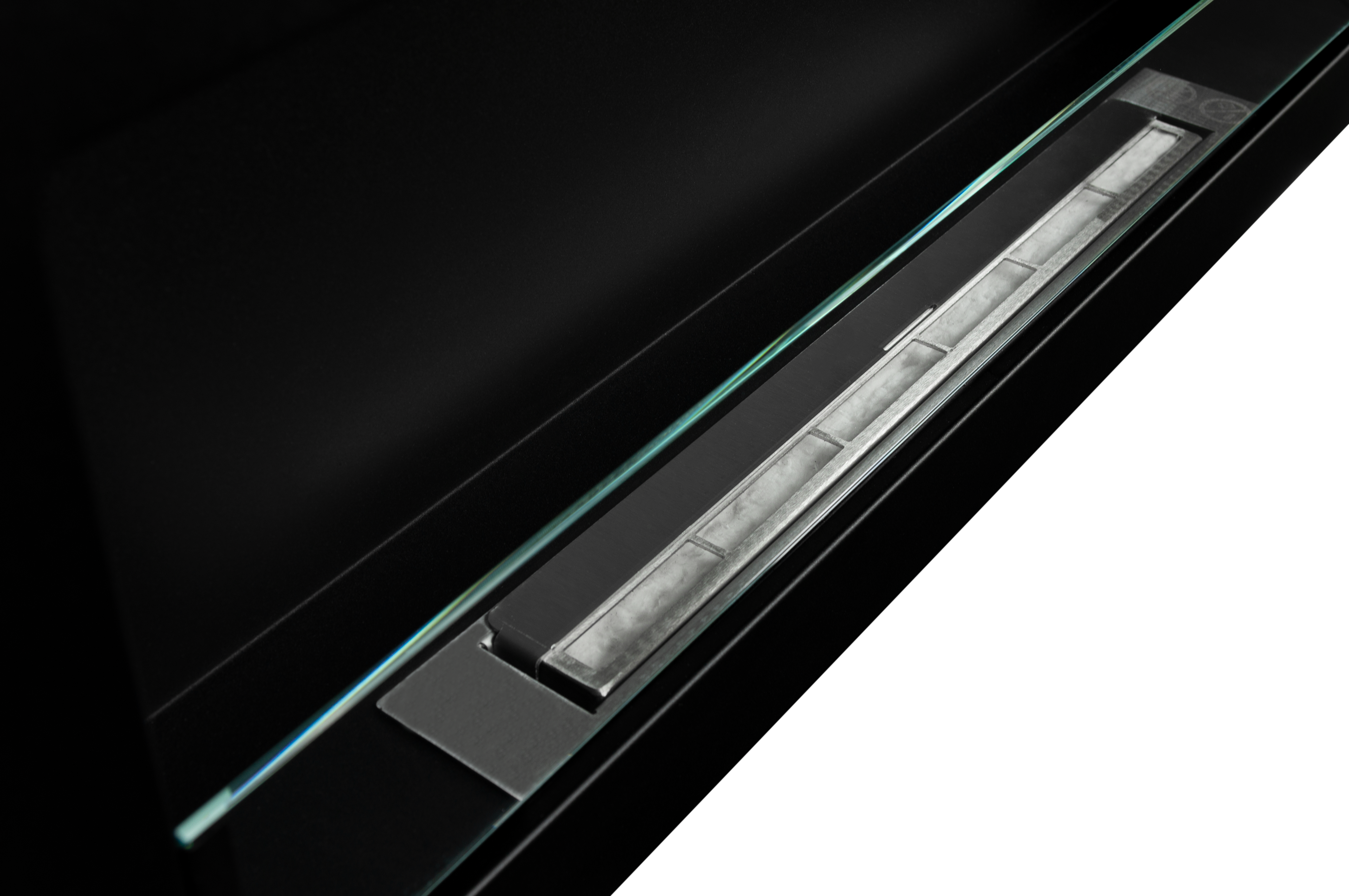 Biofireplace Wall-mounted with glass 900x400 Slim black structural matte