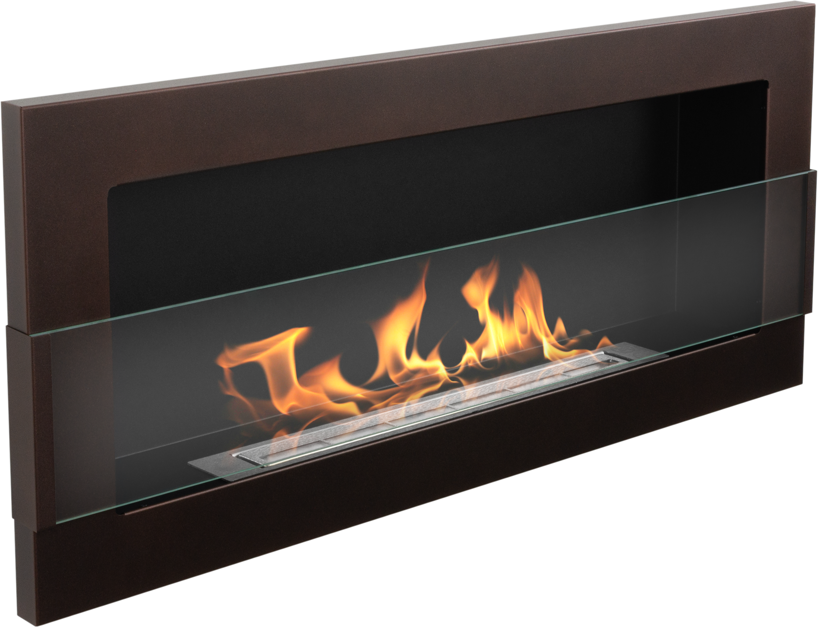 Biofireplace Wall-mounted with glass 900x400 brown